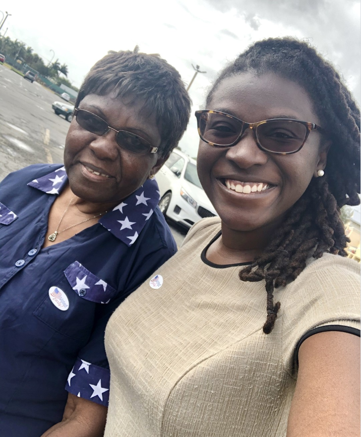 Smiling brightly in an outdoor selfie, Nancy Metayer Bowen stands beside her grandmother, the pair leaning close as they capture a warm, candid moment together under an overcast sky. | Source: Instagram/nancymetayerbowen
