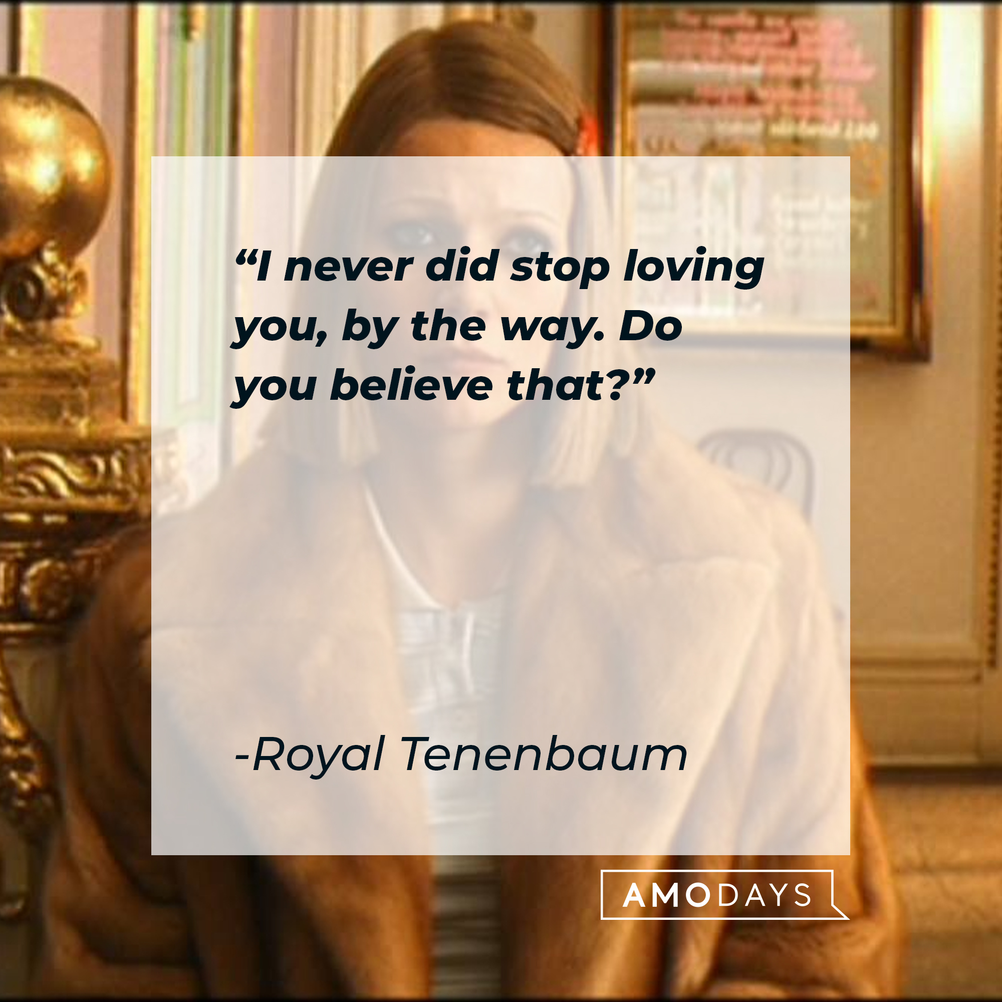 Royal Tenenbaum's quote: "I never did stop loving you, by the way. Do you believe that?" | Image: AmoDays