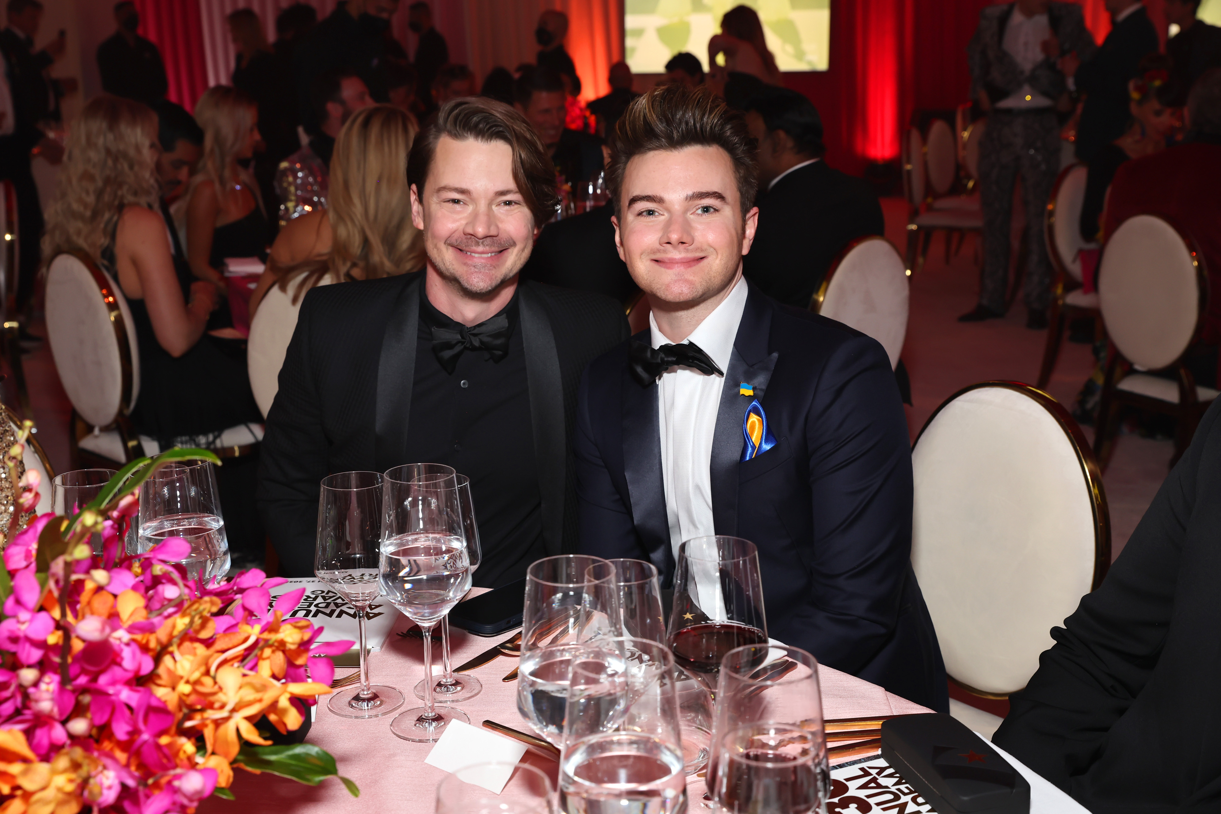 Will Sherrod and Chris Colfer at the Elton John AIDS Foundation's 30th Annual Academy Awards Viewing Party on March 27, 2022, in California. | Source: Getty Images