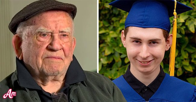 Ed Asner and his grandson Will Asner as he graduates highschool. | Source: Twitter.com/masner / Youtube.com/WFSB 3