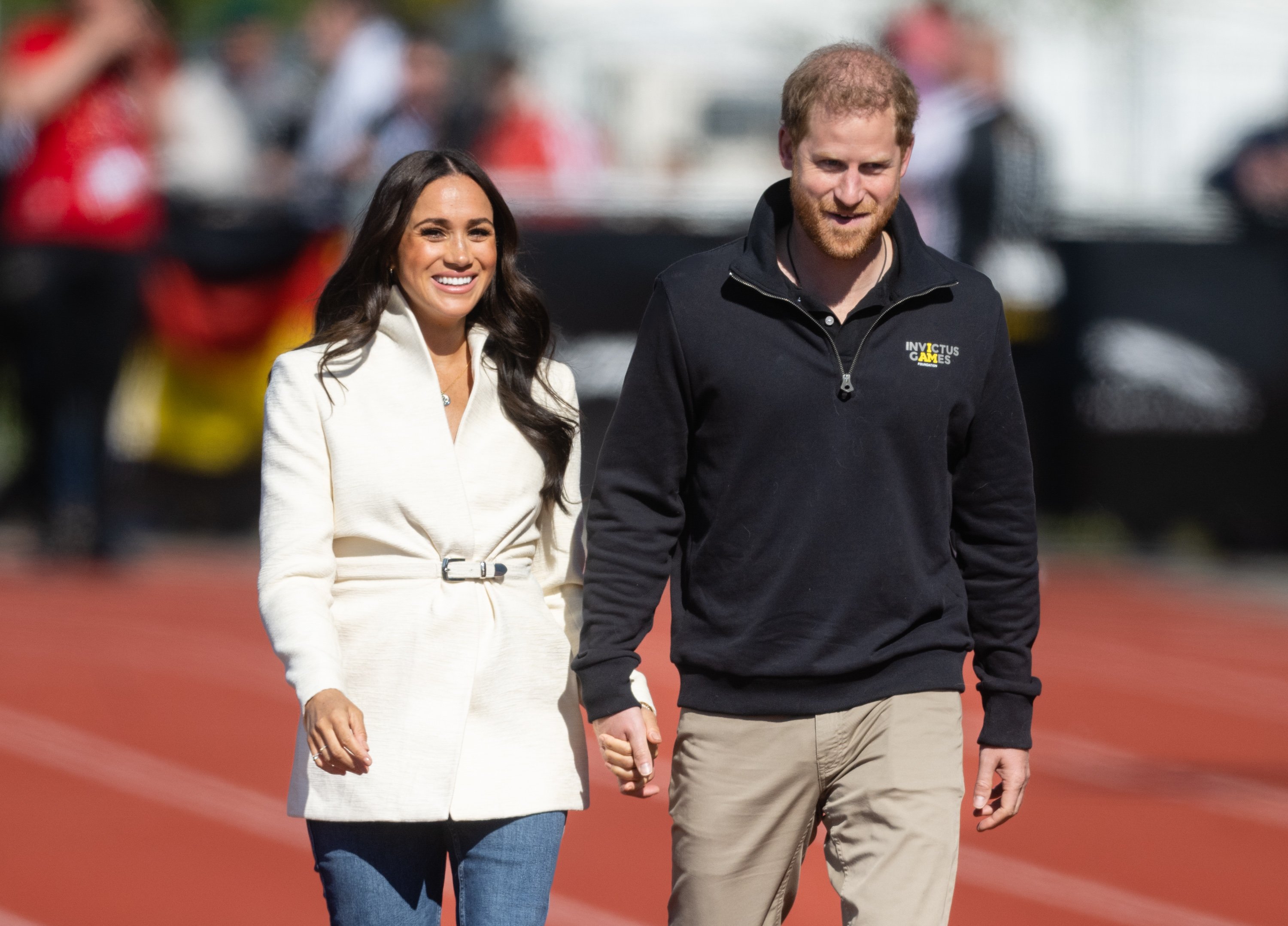  Prince Harry, Duke of Sussex and Meghan, Duchess of Sussex attend the athletics on day two of the Invictus Games 2020 at Zuiderpark on April 17, 2022 in The Hague, Netherlands. | Source: Getty Images