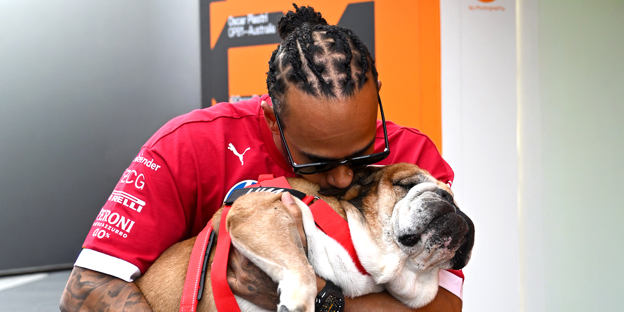 Lewis Hamilton and Roscoe | Source: Getty Images