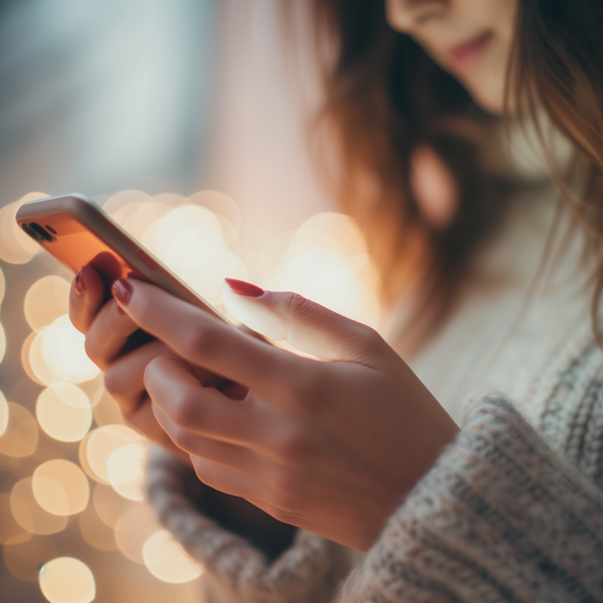 A woman holding her phone | Source: Midjourney