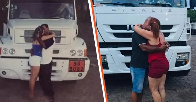 Saboia and Gusmão sharing a kiss 20 years ago [Left]. The lovers kiss again after reuniting on Valentine's Day last year [Right]. | Source: facebook.com/La100