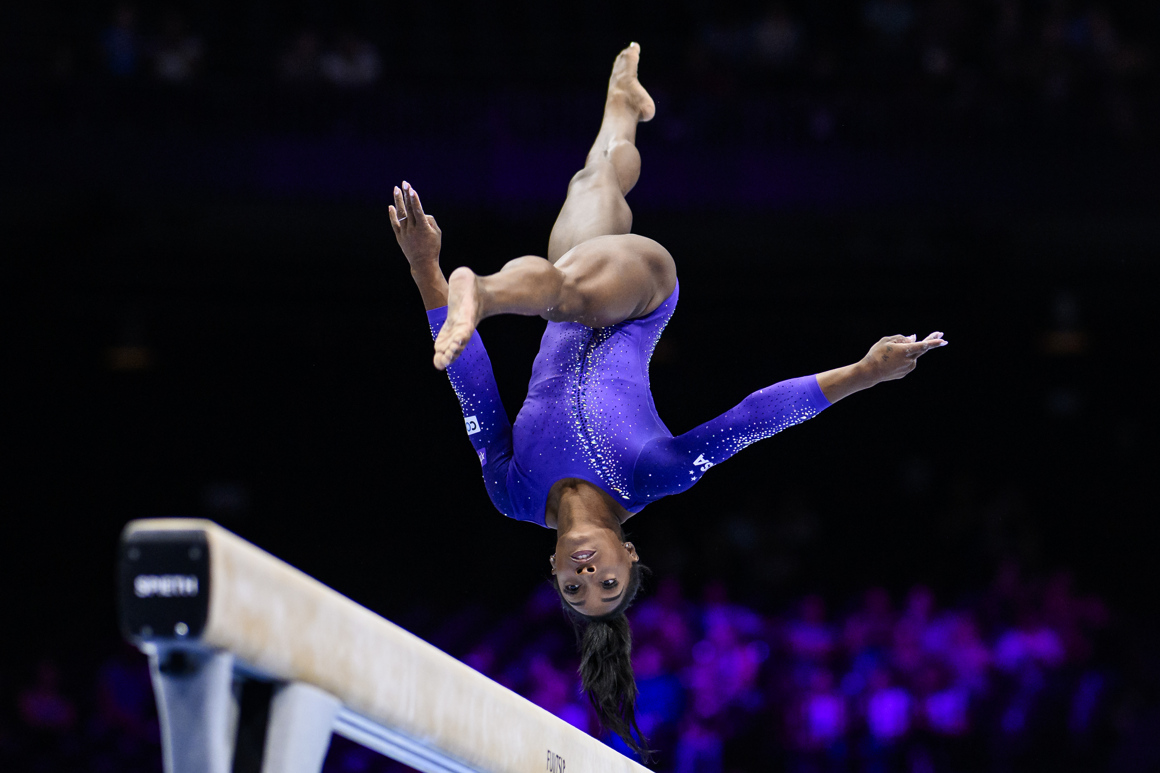 Simone Biles on the balance beam at the 2023 World Championships on October 8, 2023, Belgium, Antwerpen. | Source: Getty Images