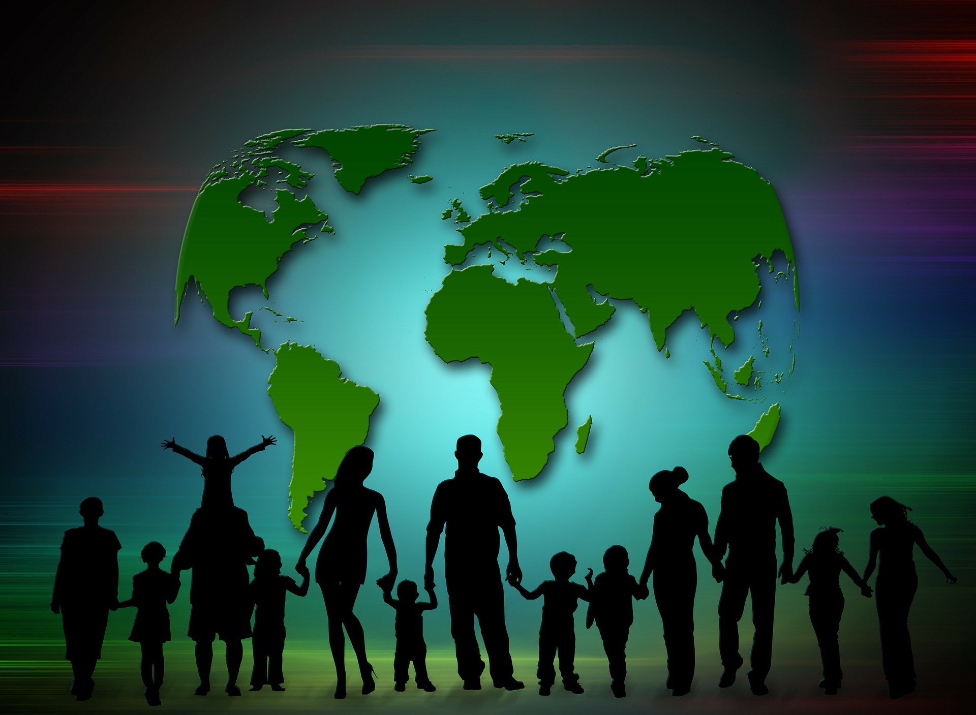 Illustration of families coming together worldwide. | Source: Pixabay.