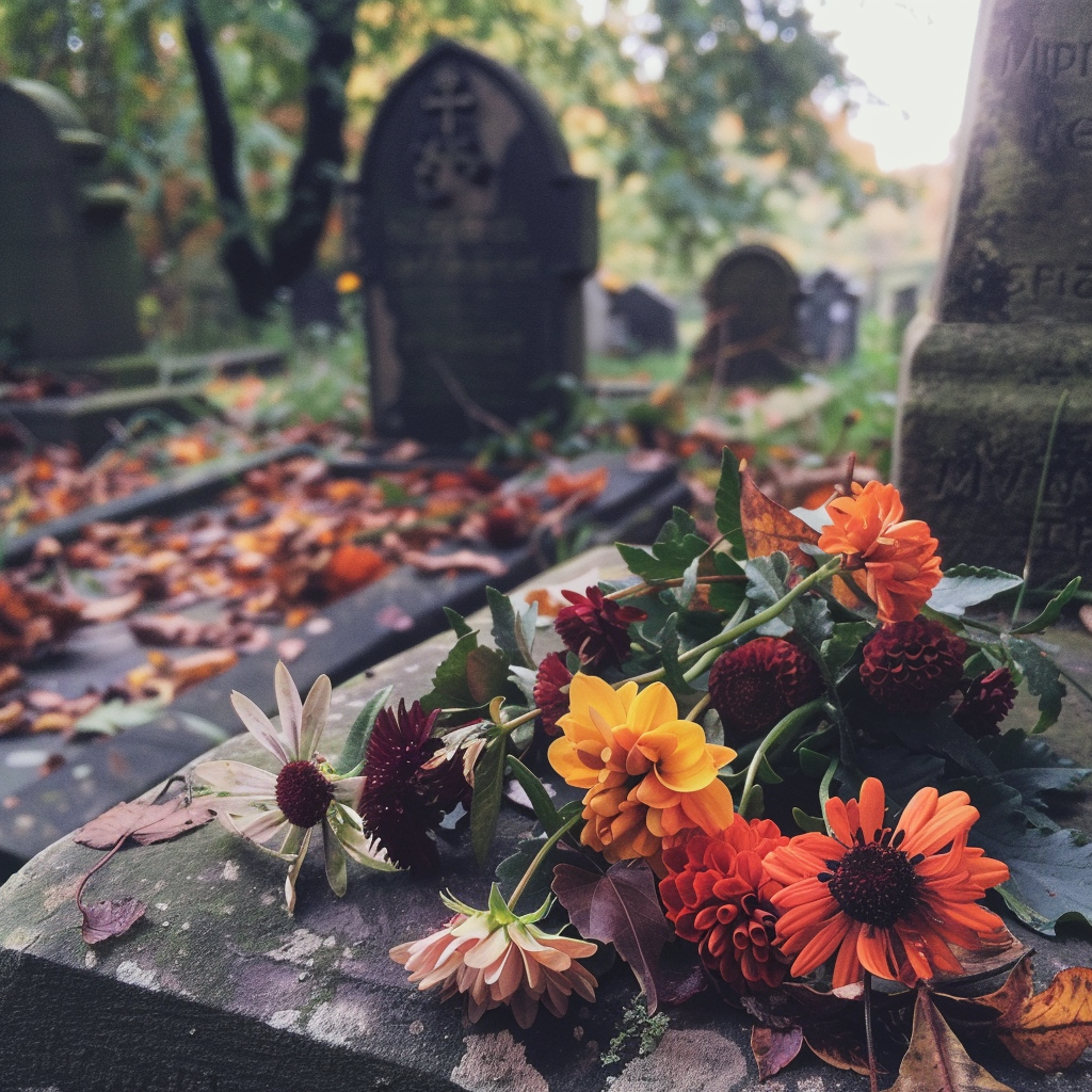 Flowers on a grave | Source: Midjourney