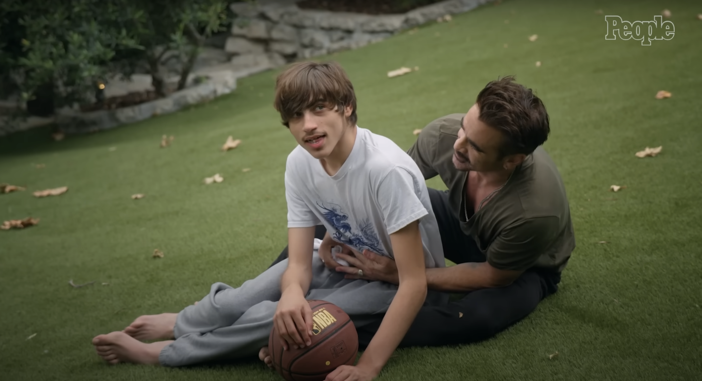 Colin Farrell with his son James Padraig Farrell, as seen in a video shared on August 7, 2024 | Source: YouTube/People