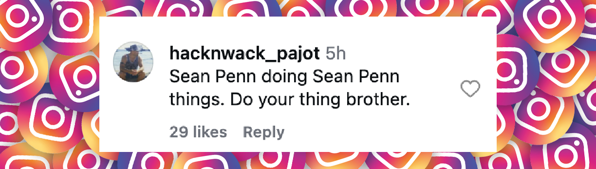 A netizen's reaction to Sean Penn's behavior at the 2026 Golden Globe Awards | Source: Instagram/pagesix