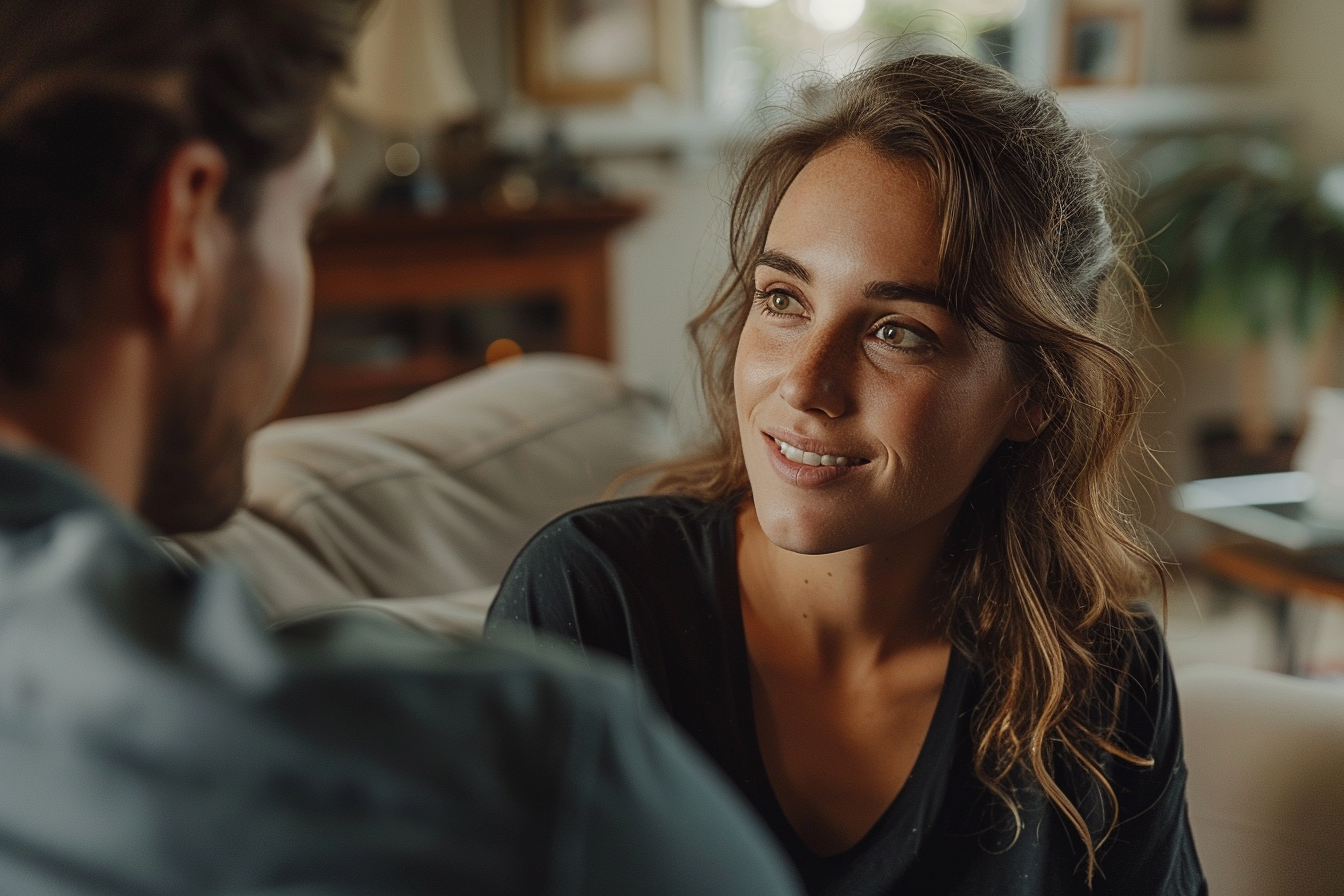 A woman talking to her husband | Source: Midjourney