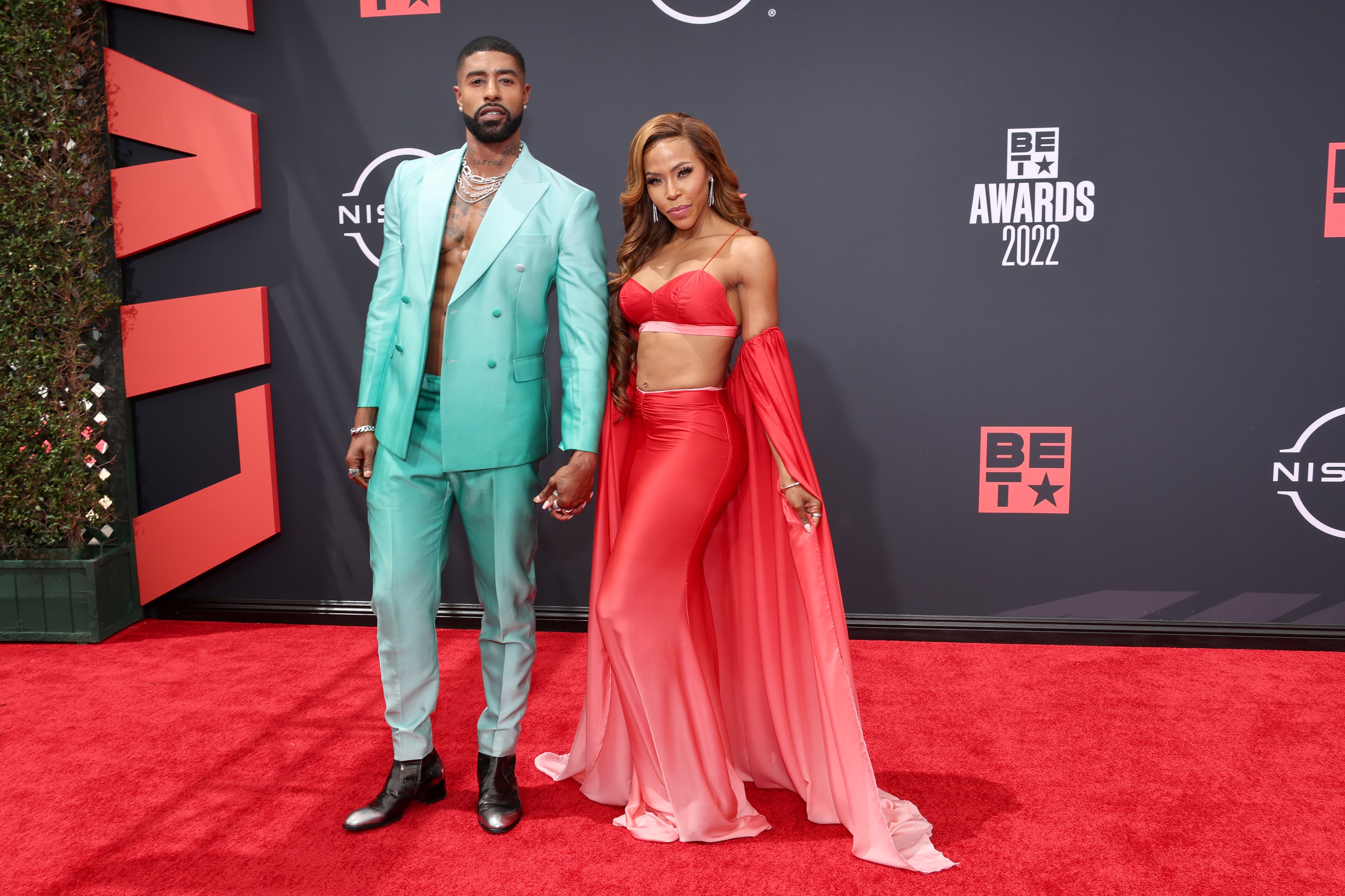 (L-R) Skyh Alvester Black and KJ Smith attend the 2022 BET Awards at Microsoft Theater on June 26, 2022 in Los Angeles, California. | Source: Getty Images