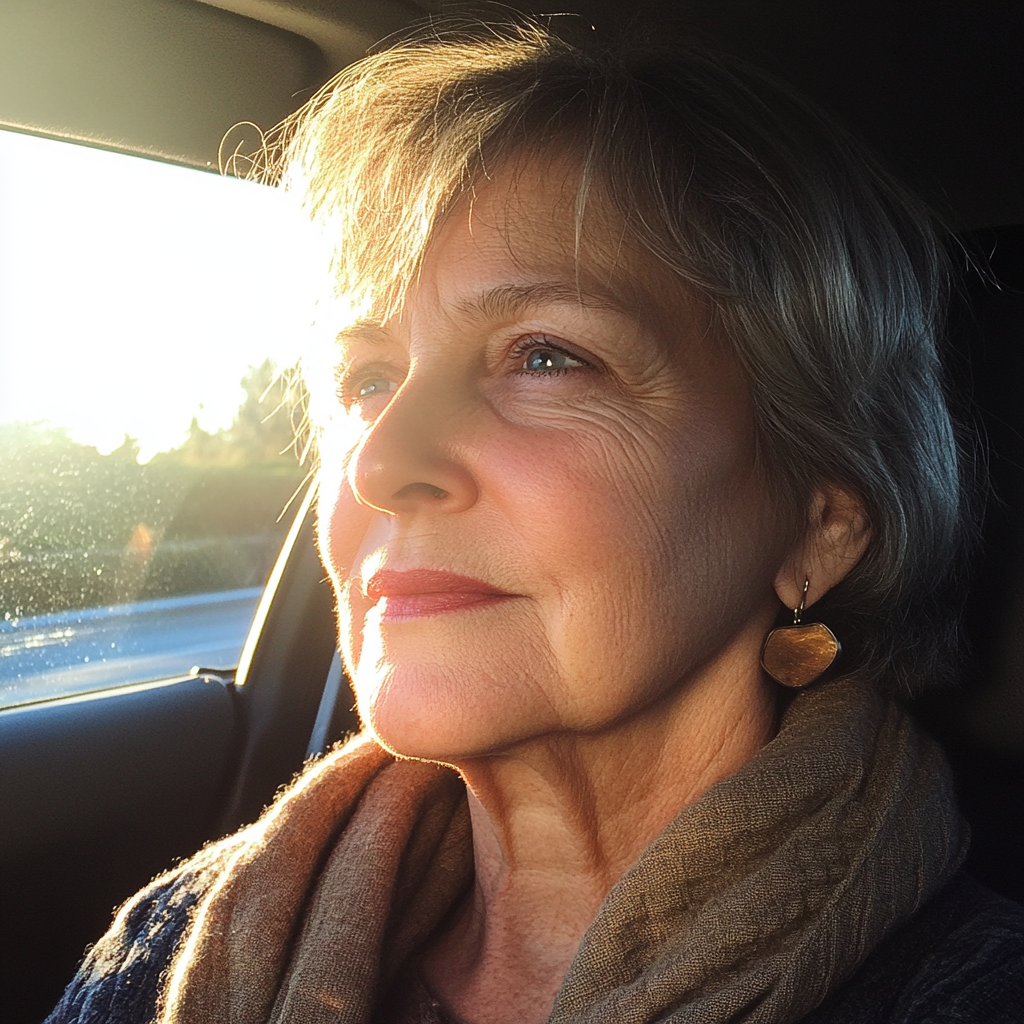 An older woman sitting in a car | Source: Midjourney