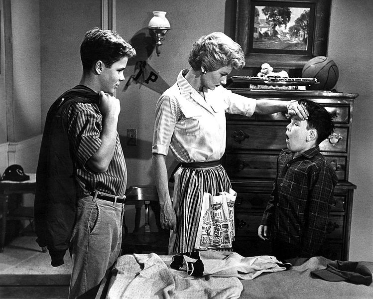 Photo of a scene from "Leave it to Beaver" with Tony Dow, Barbara Billingsley, and Jerry Mathers. | Source: Wikimedia Commons.