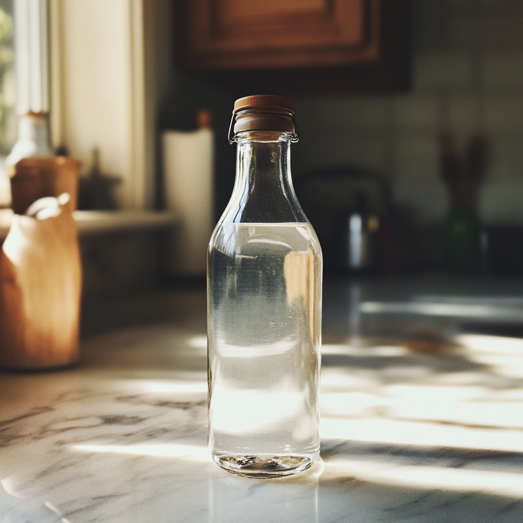 A bottle of vinegar on a counter | Source: Midjourney