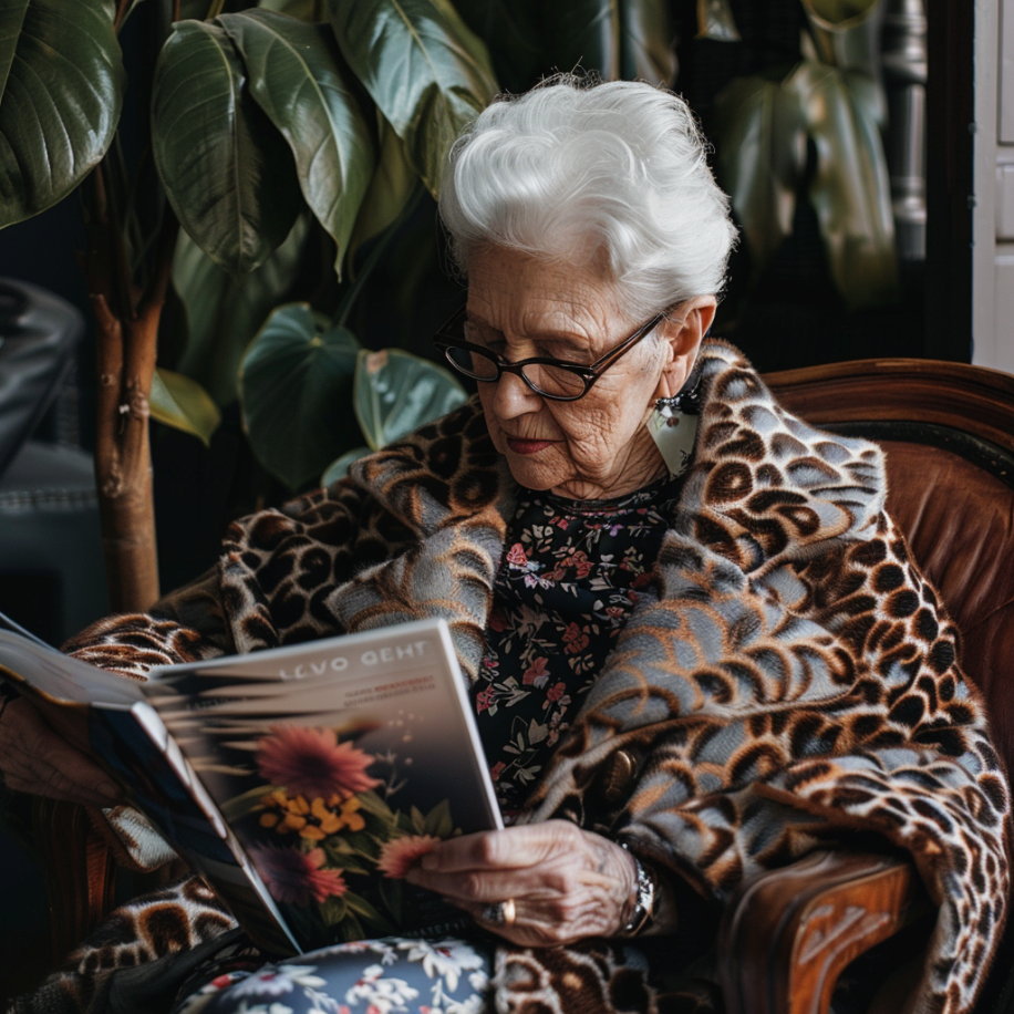 A grandma reading a magazine | Source: Midjourney