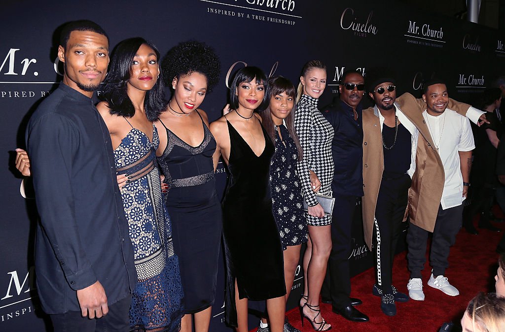 Eddie Murphy (3rd from R), Paige Butcher (4th from R) and his children at the premiere "Mr. Church" on September 6, 2016, in Hollywood | Photo: Getty Images