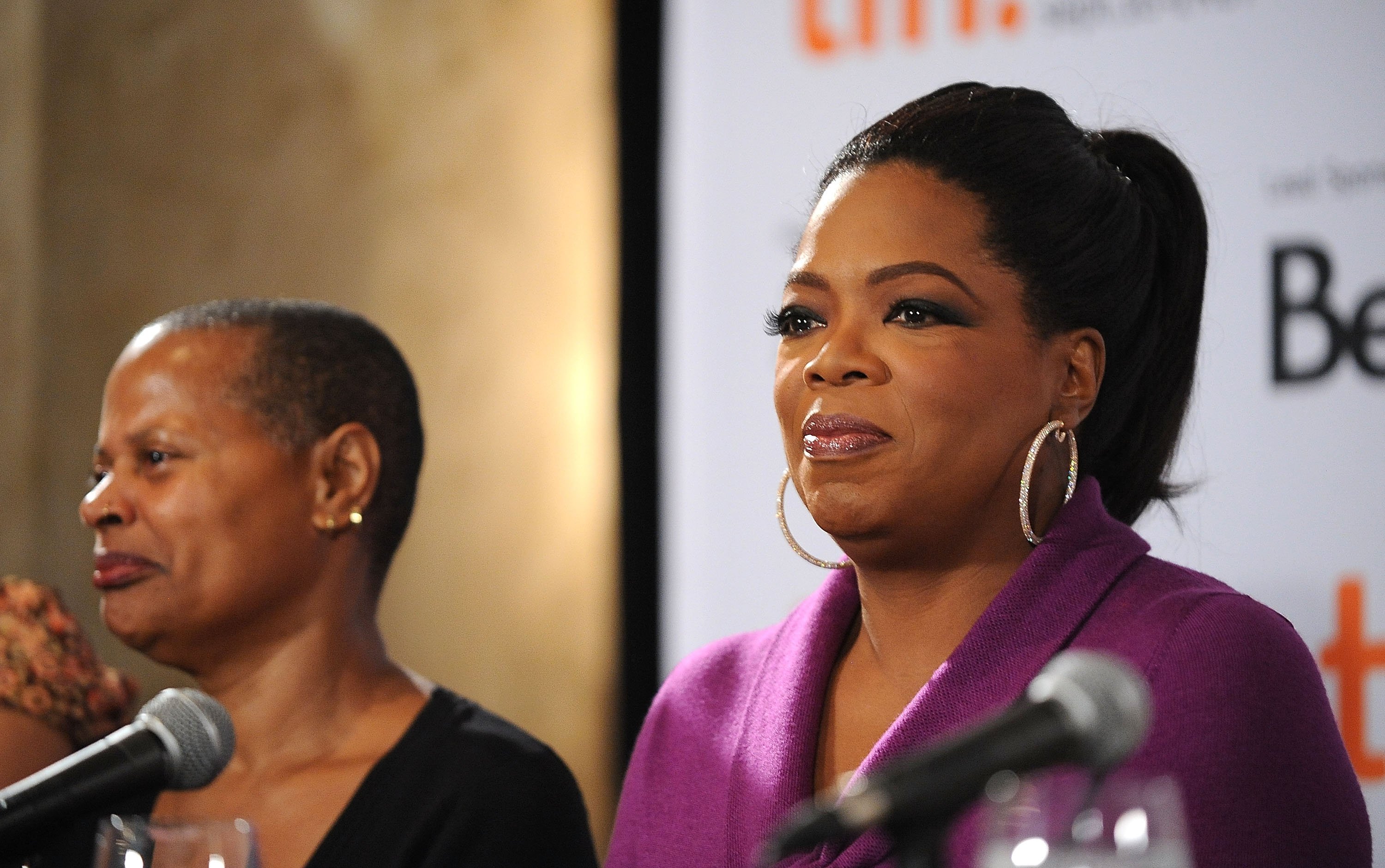 Executive producer Oprah Winfrey speaks onstage at the "Precious: Based On The Novel "Push" By Sapphire" press conference held at the Four Seasons Hotel on September 13, 2009 in Toronto, Canada. | Source: Getty Images