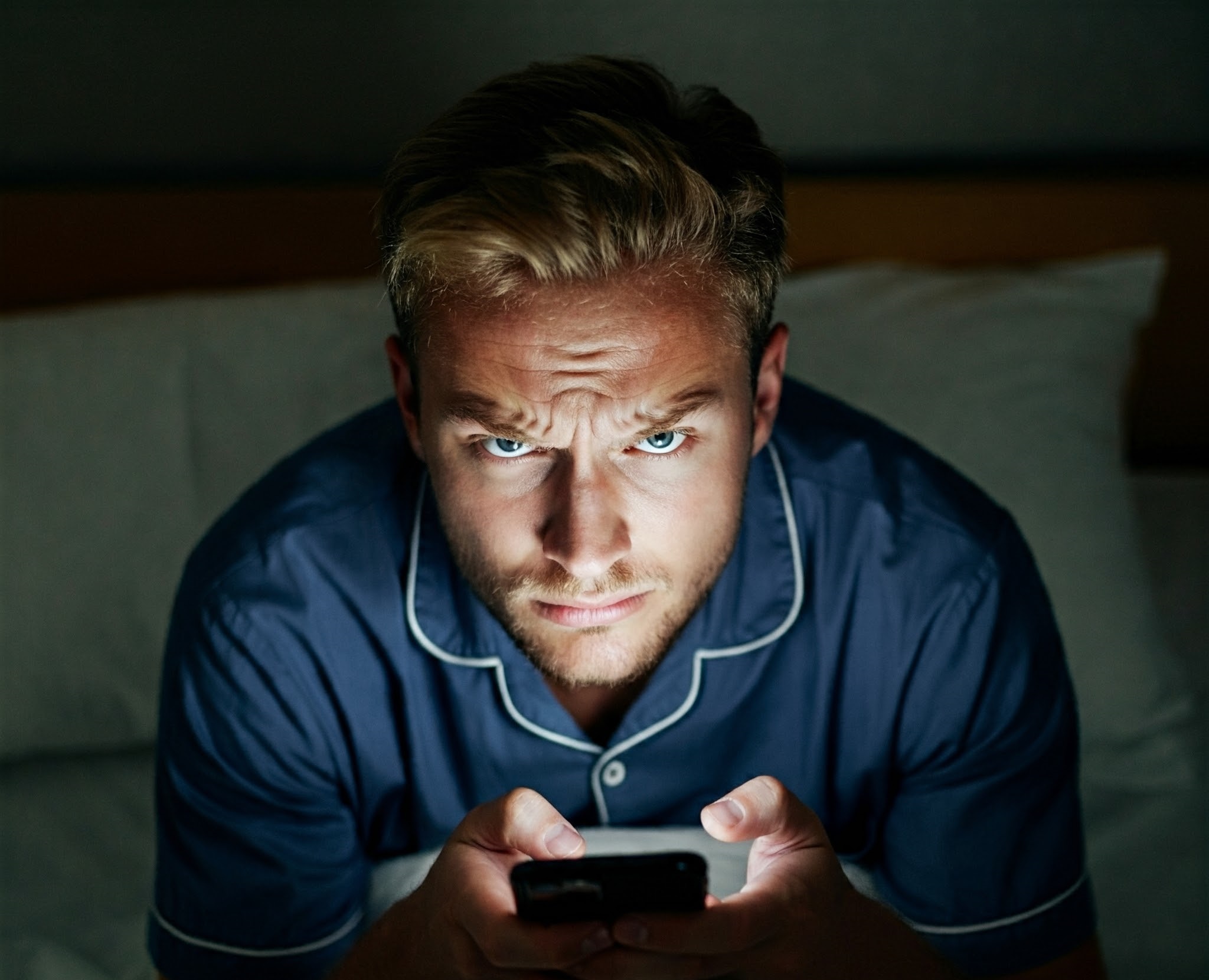 A man looking while holding his phone in bed | Source: Gemini