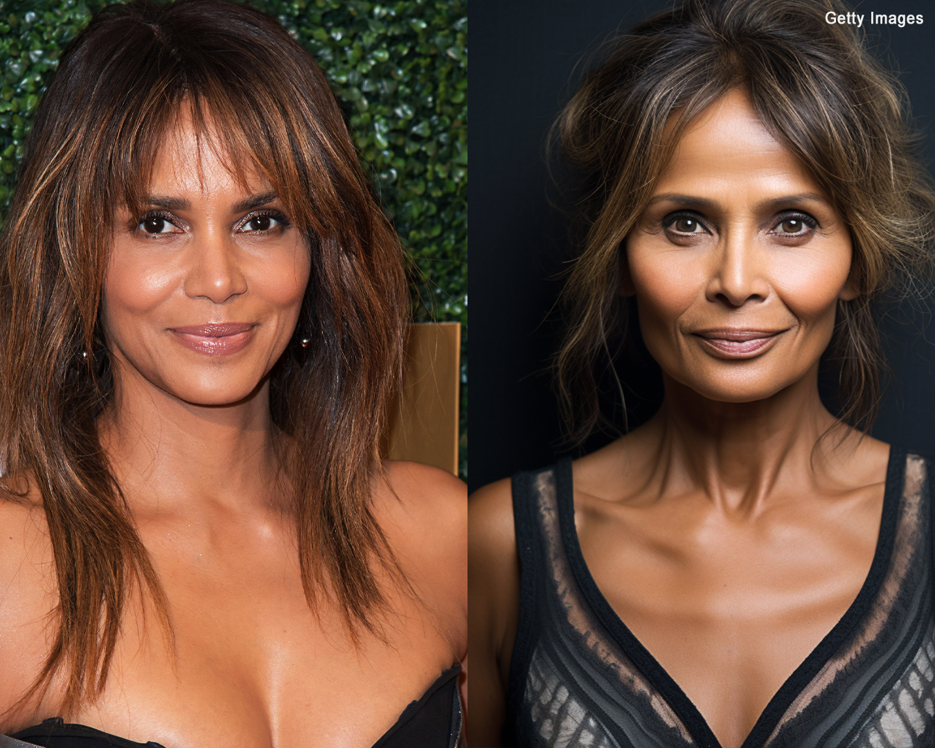 Halle Berry in her life | An AI depiction of what Halle Berry might look like in 20 years | Source: Getty Images | Midjourney