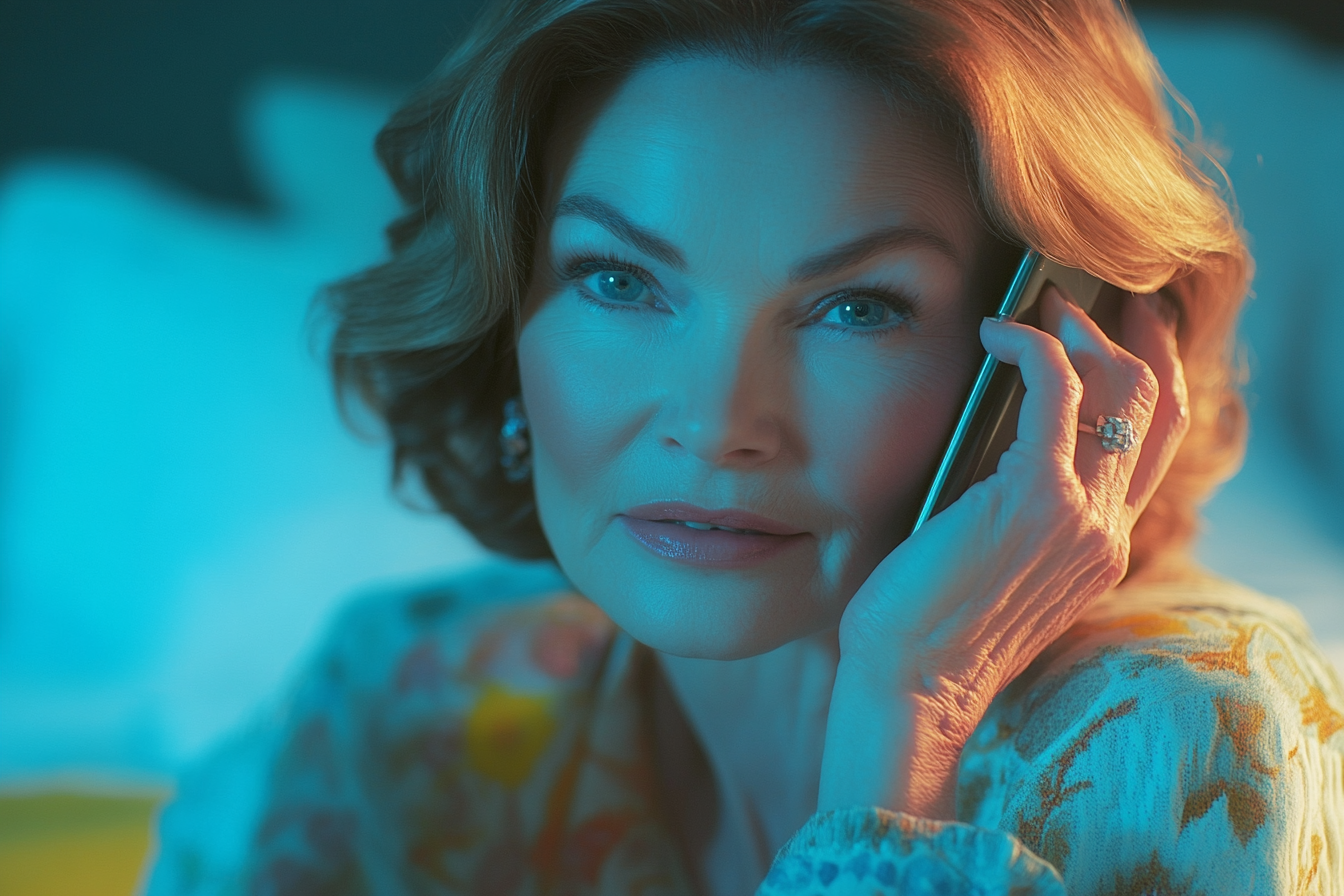 A close-up shot of a woman talking on the phone | Source: Midjourney