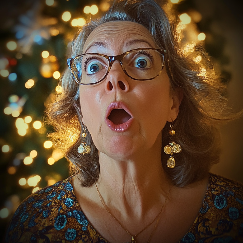 A shocked older woman | Source: Midjourney