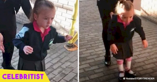 Girl with cerebral palsy makes first steps to school without crutches in emotional video