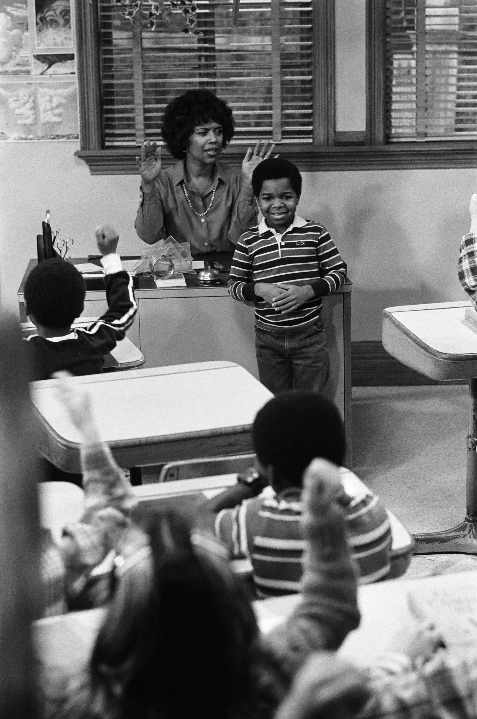 Lillian Lehman as Miss Rawls and Gary Coleman as Arnold Jackson on an episode of "Diff'rent Strokes" on January 23, 1981. | Source: Paul Drinkwater/NBC/NBCU Photo Bank/Getty Images