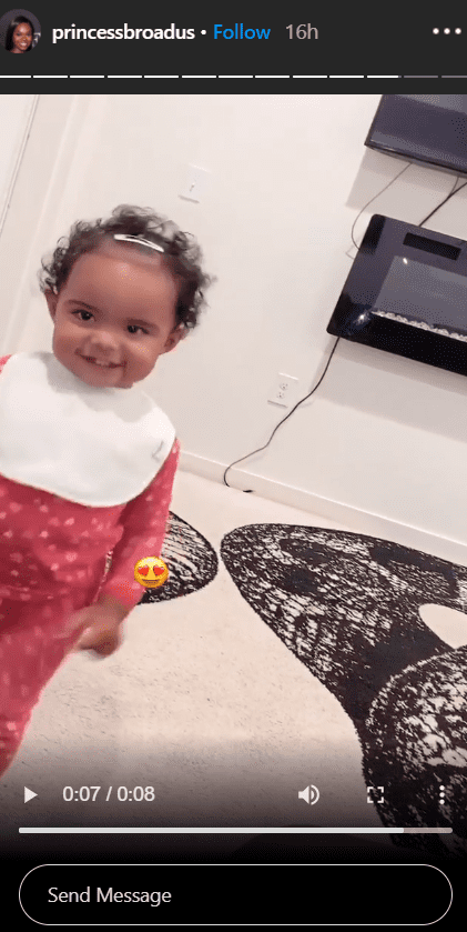 Snoop Dogg's granddaughter Cordoba appearing on her aunt Princess Broadus' Instagram Stories late in August 2020. I Image: Instagram/ princessbroadus.