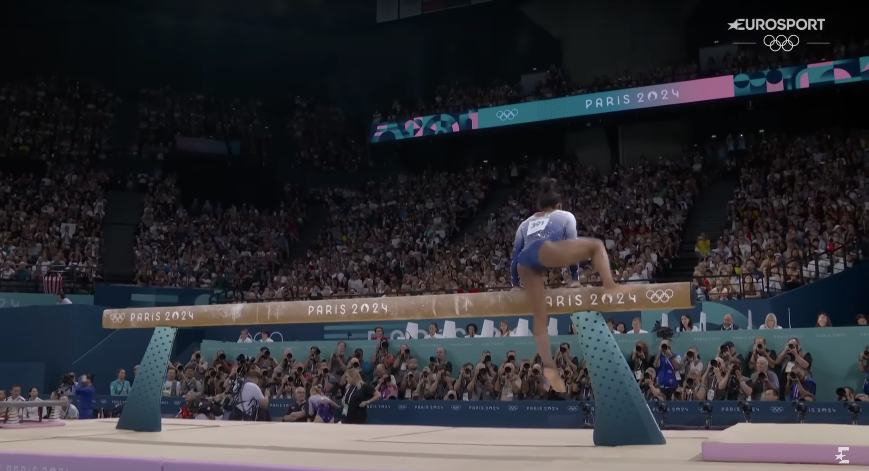 Simone Biles during the women's floor exercise final, posted on August 5, 2024 | Source: YouTube/Eurosport