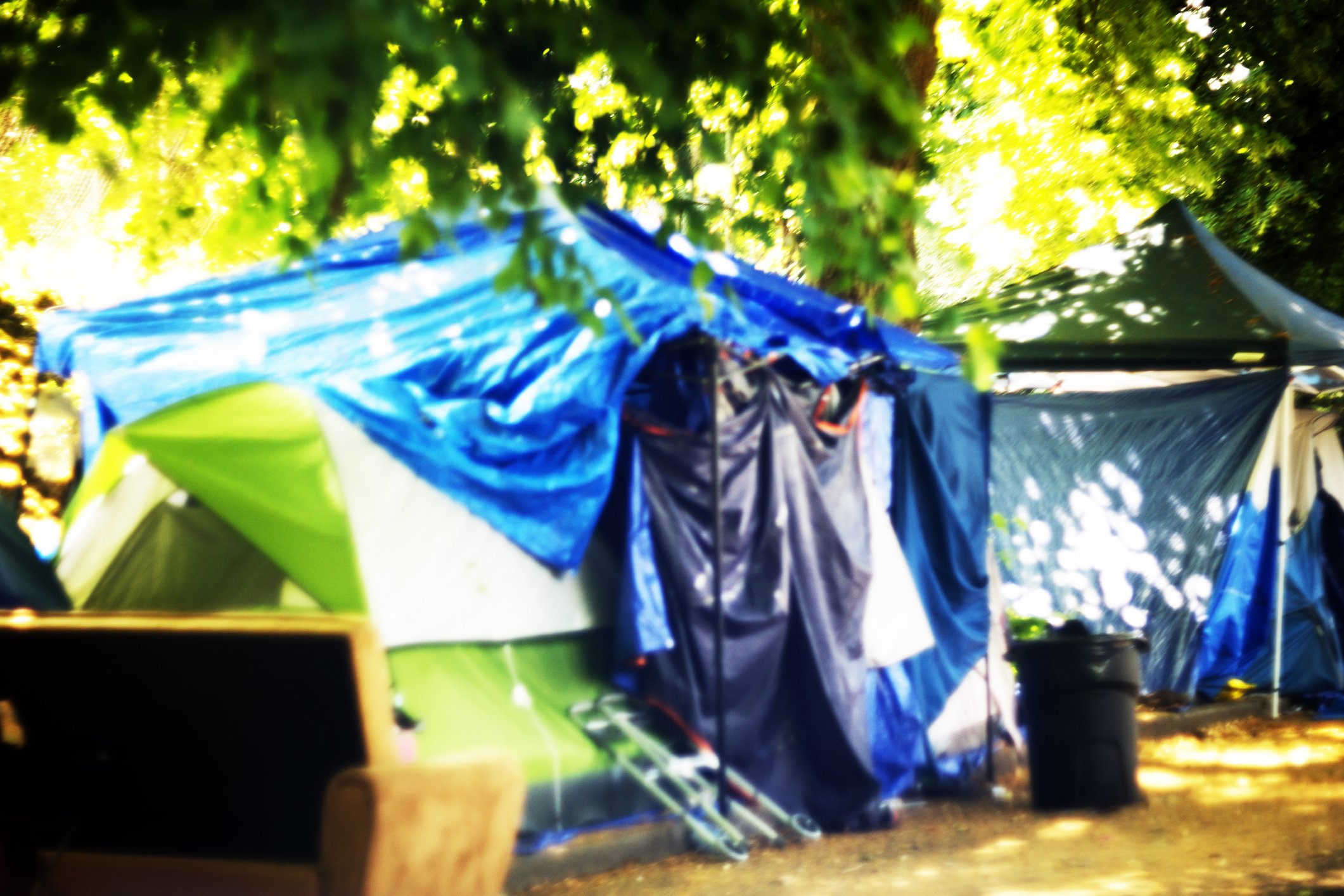 A photo of a homeless encampment in city park, Oregon. | Photo: Getty Images