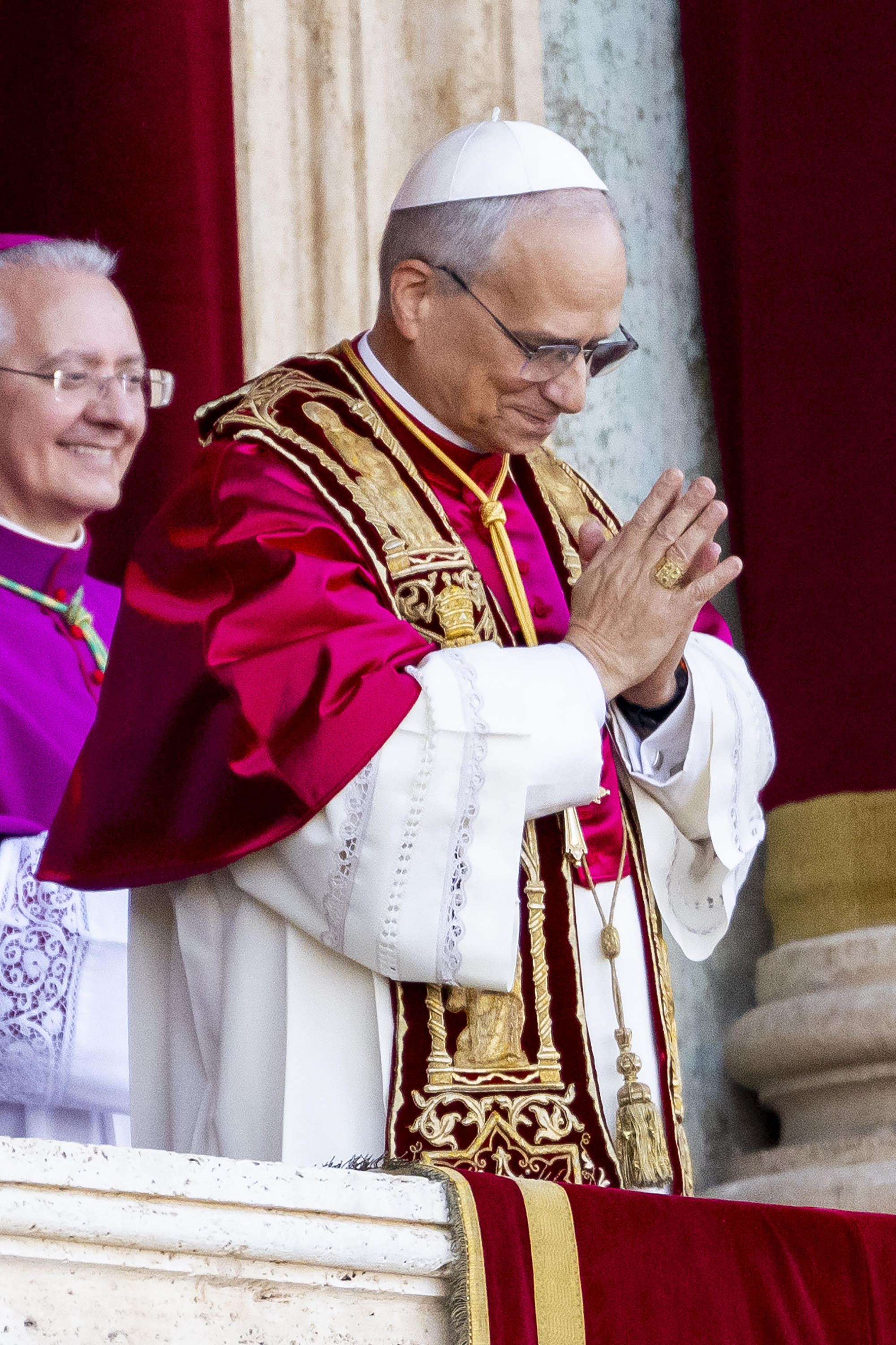 Pope Leo XIV is seen on the Saint Peter's Basilica balcony, on April 8, 2025 | Source: Getty Images
