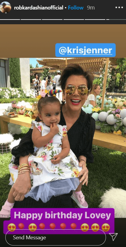 Dream sitting on her grandmother Kris Jenner's lap at a party | Photo: Instagram/robkardashianofficial