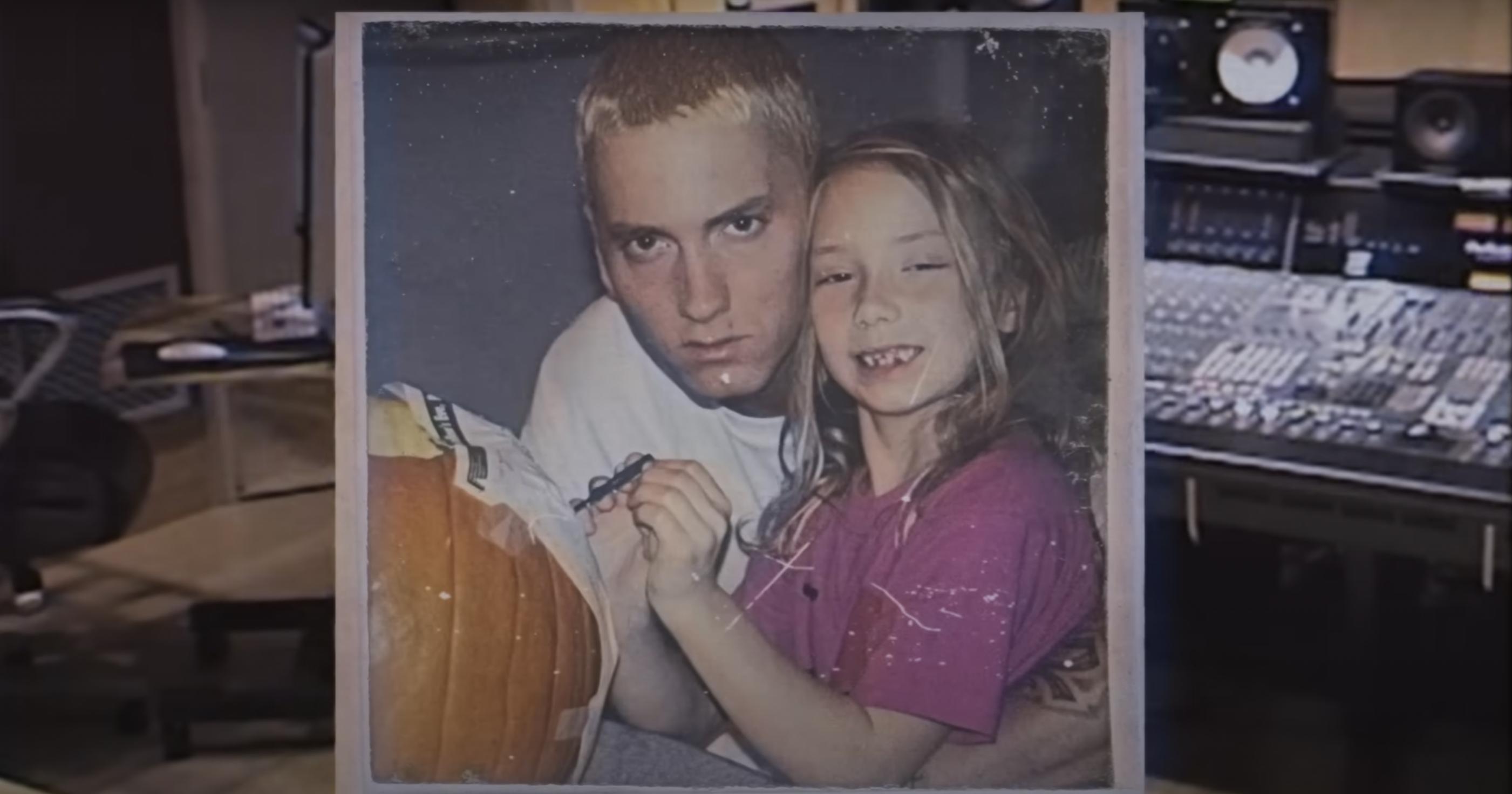 Eminem and his daughter Hailie Jade in a clip uploaded on October 3, 2024 | Source: YouTube/EminemMusic