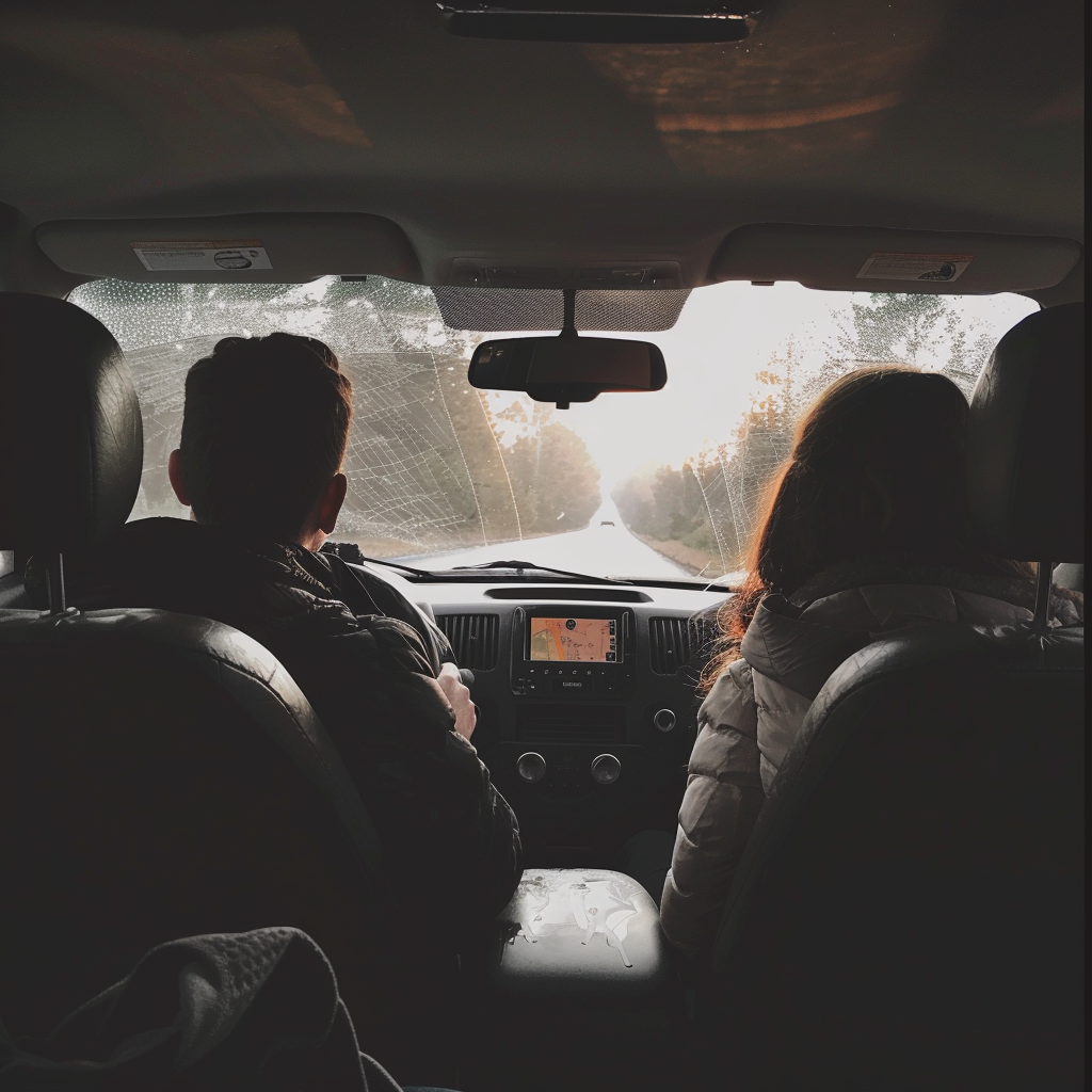 A couple sitting in a car | Source: Midjourney