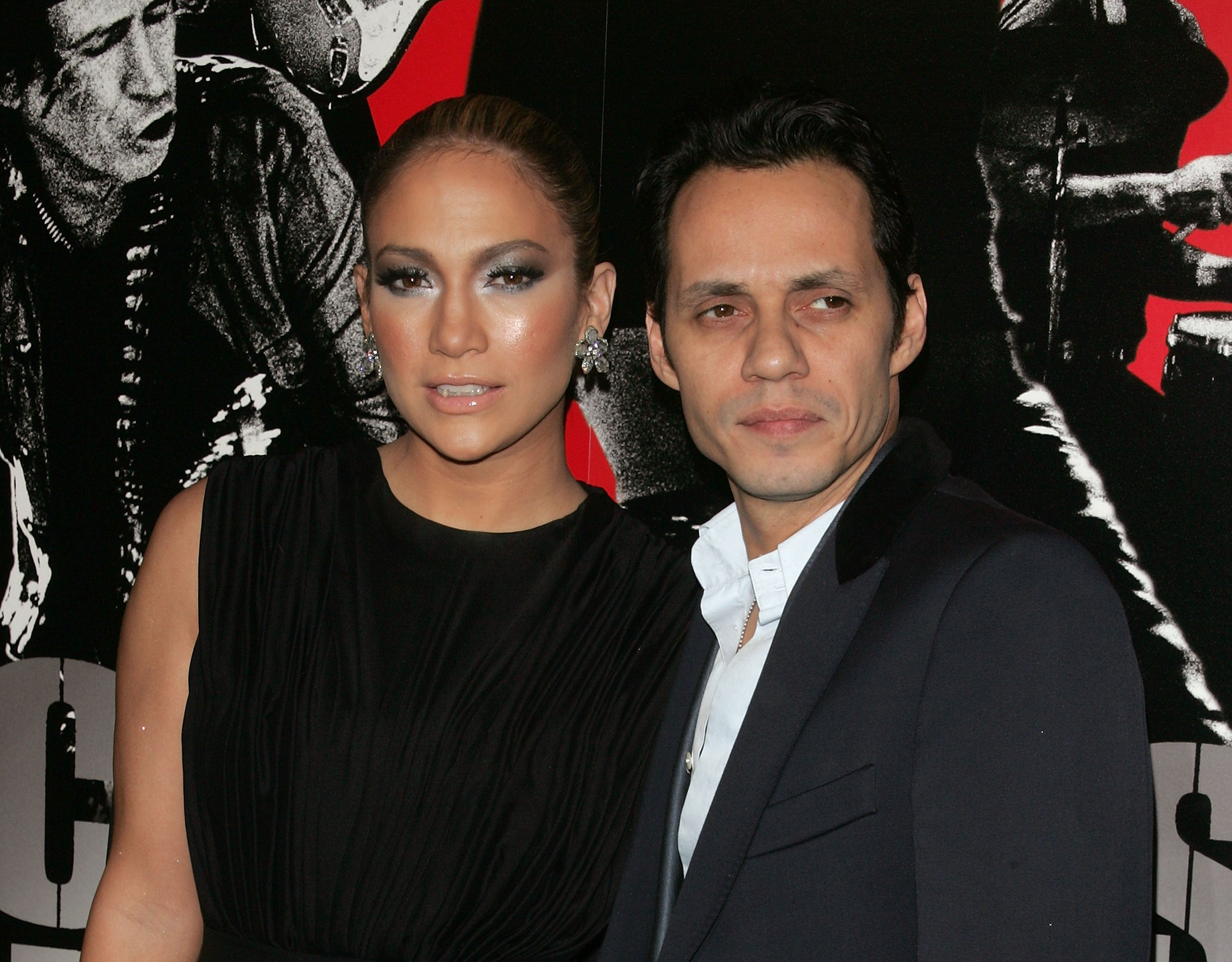 Jennifer Lopez and Marc Anthony pictured arriving at the "Shine A Light" premiere at the Ziegfeld Theater on March 30, 2008 in New York City. / Source: Getty Images