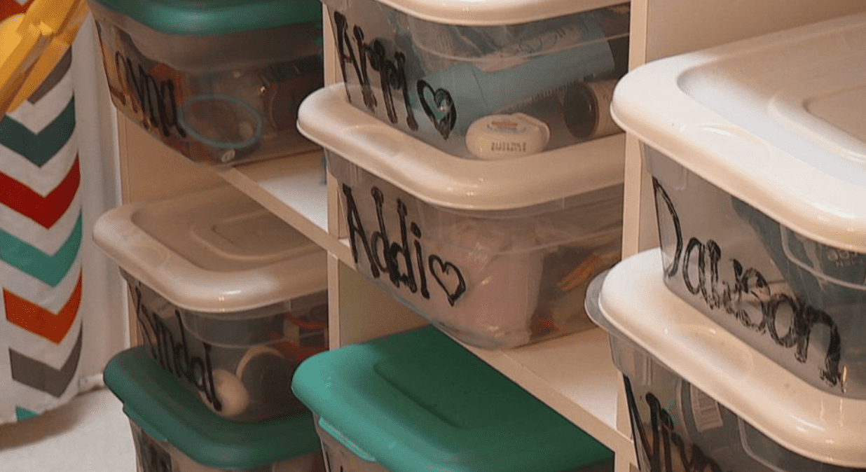 Terri provided each of her kids with their own container to help keep their personal items separate | Photo: ABC