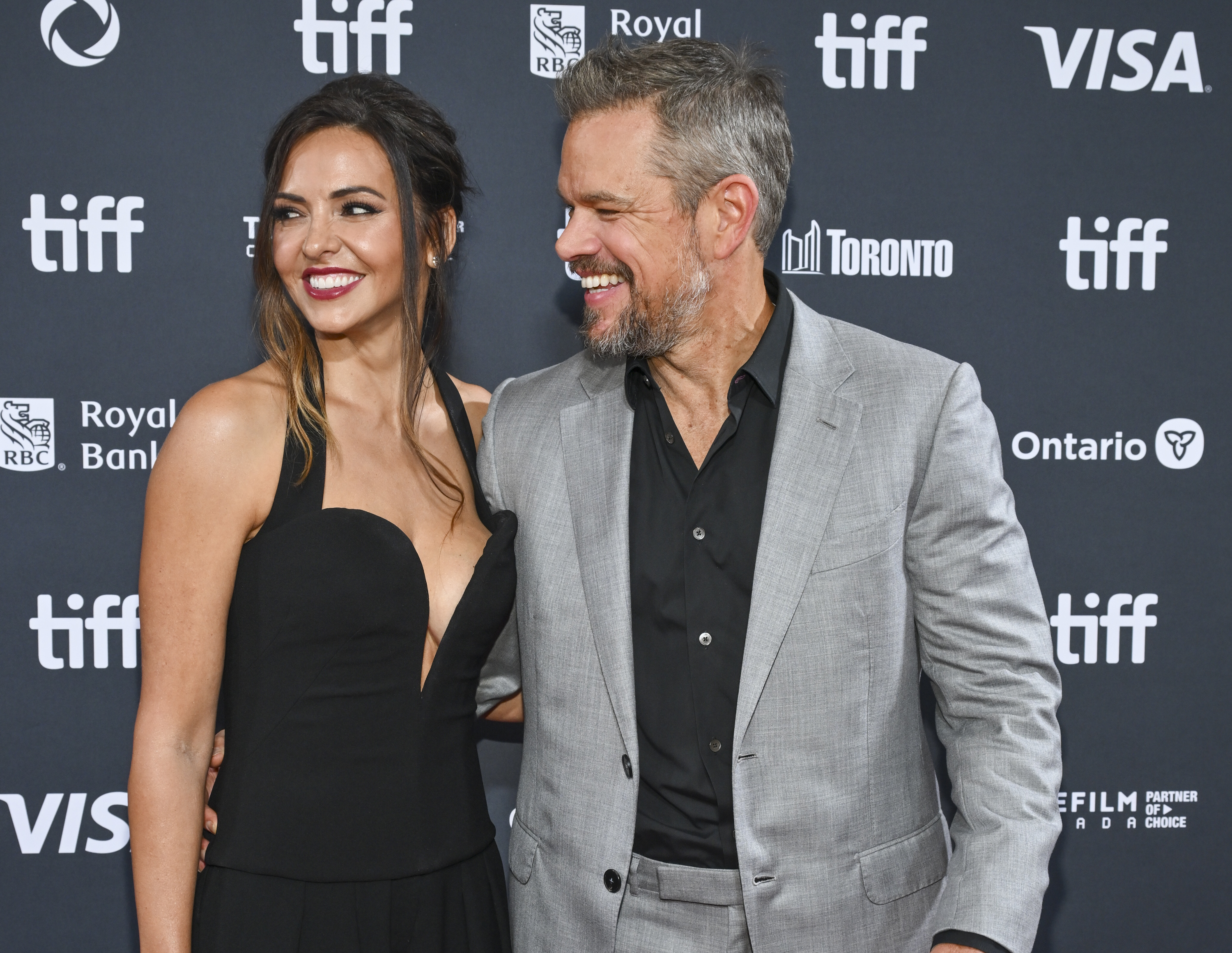 Luciana Barroso and Matt Damon on September 06, 2024, in Toronto, Canada | Source: Getty Images