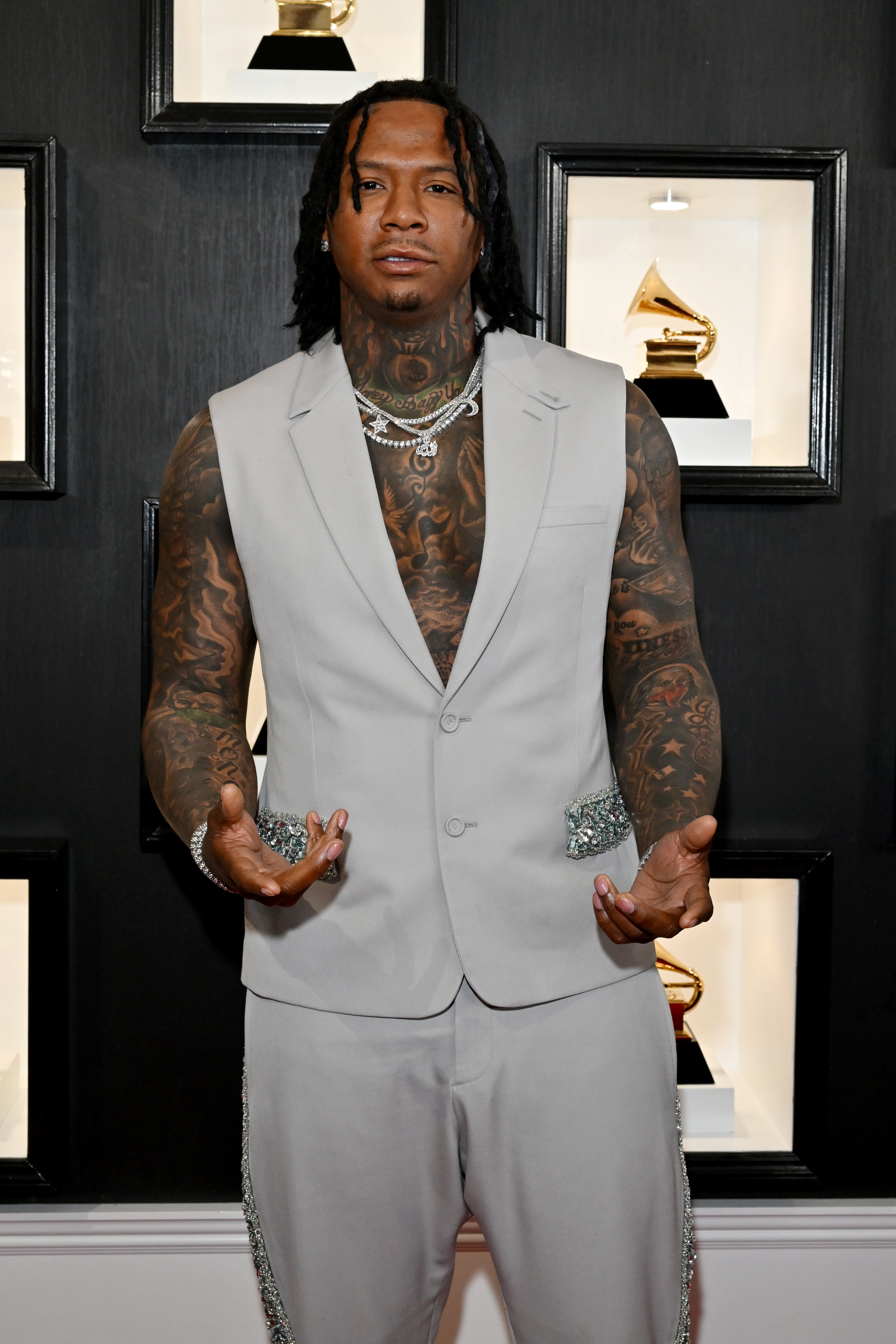 Moneybagg Yo poses at the 65th GRAMMY Awards on February 5, 2023, in Los Angeles, California | Source: Getty Images
