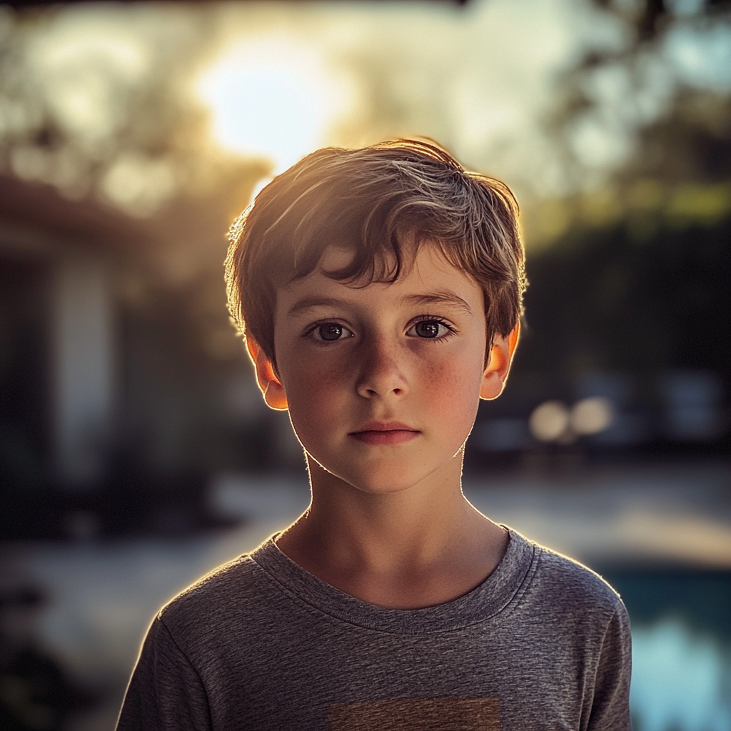 A young boy standing outdoors | Source: Midjourney