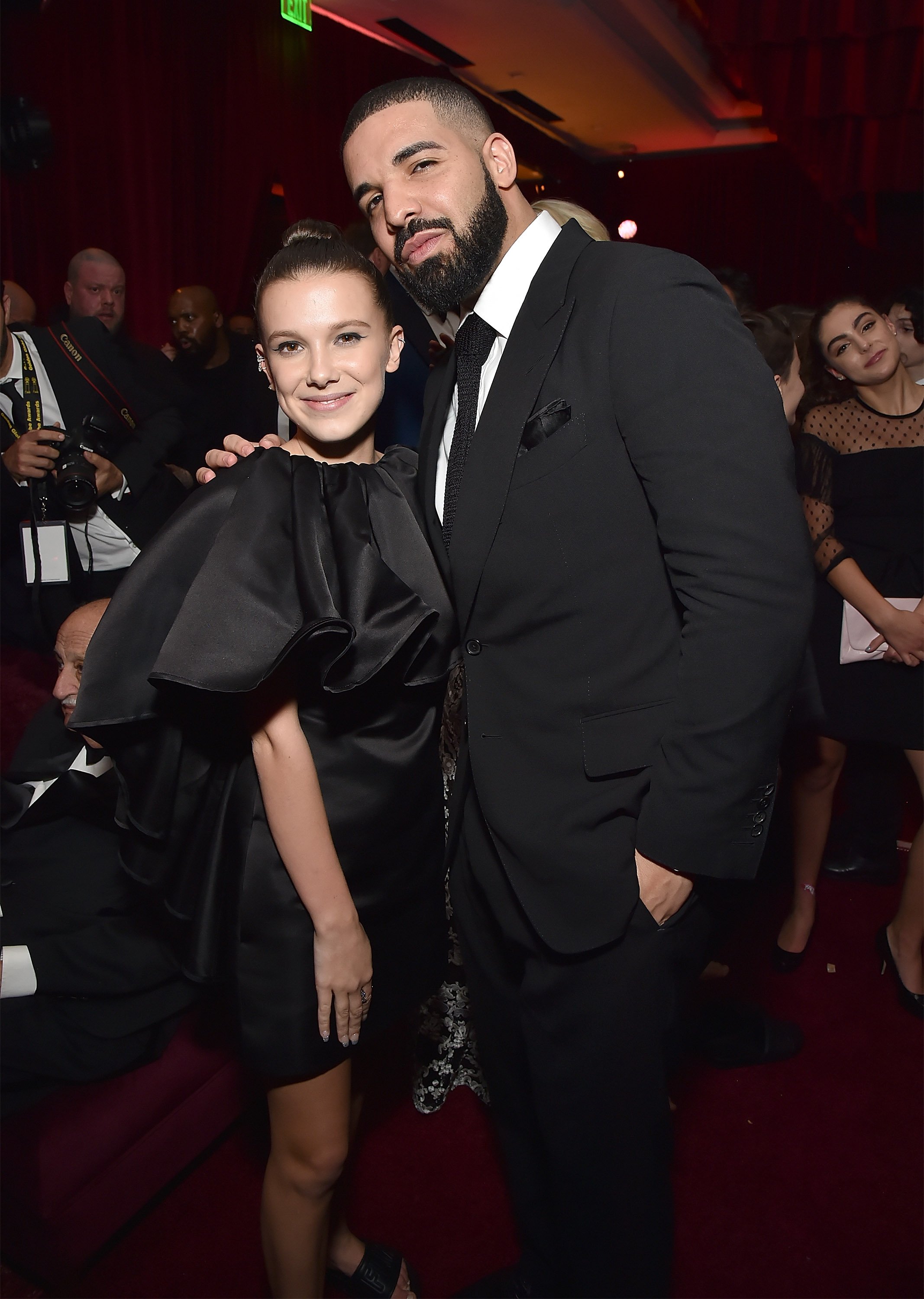 Millie Bobby Brown and Drake attend the Netflix Golden Globes after party at Waldorf Astoria Beverly Hills, on January 7, 2018, in Beverly Hills, California. | Source: Getty Images