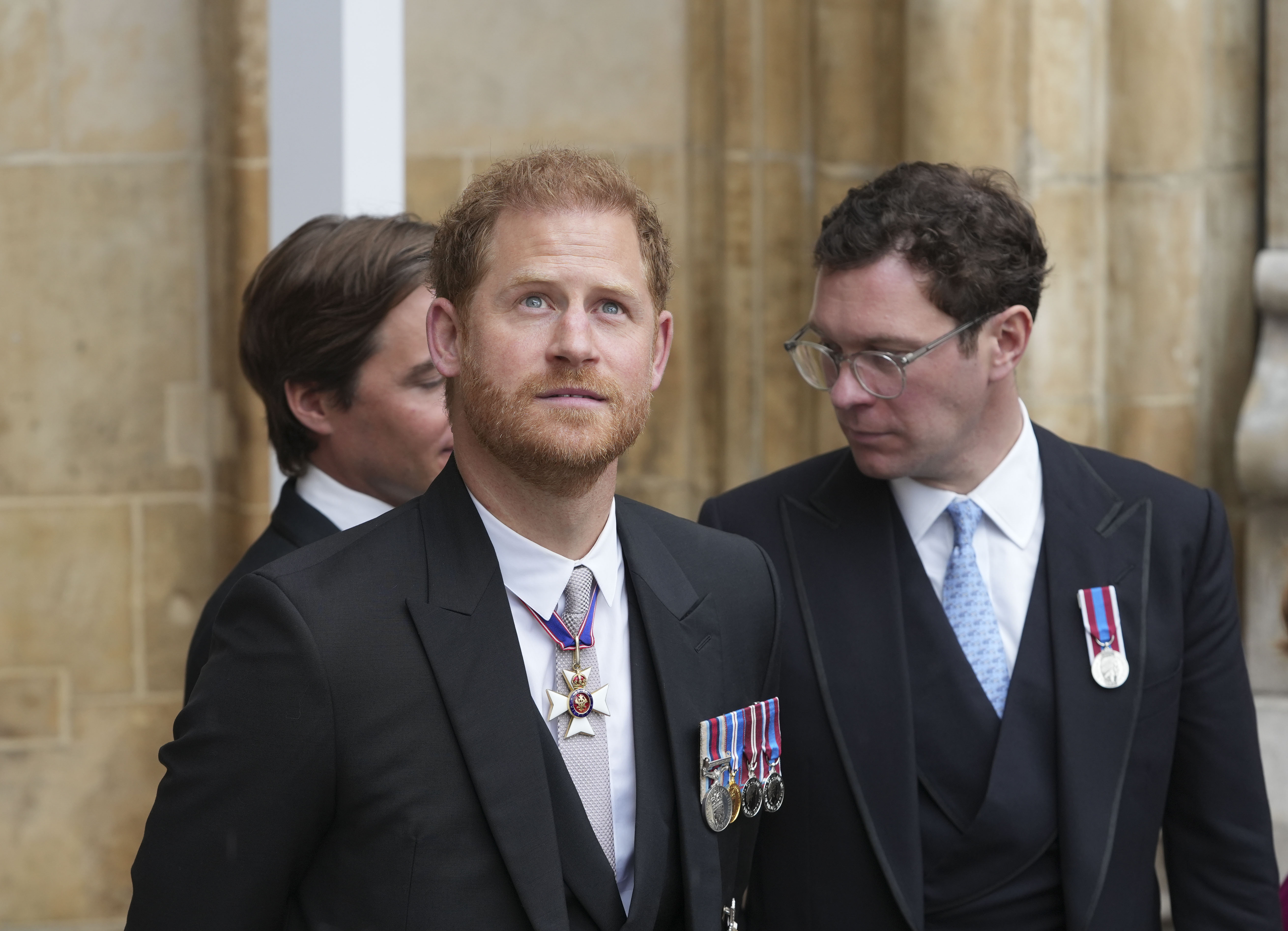 Prince Harry, Duke of Sussex and Jack Brooksbank attend the Coronation of King Charles III and Queen Camilla on May 6, 2023 in London, England | Source: Getty Images