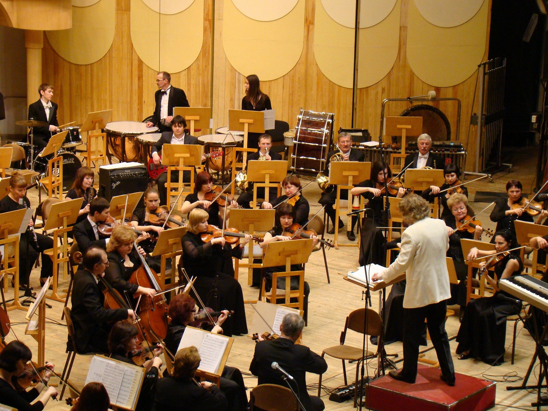 A symphony orchestra rehearsing. | Source: Pixabay. 