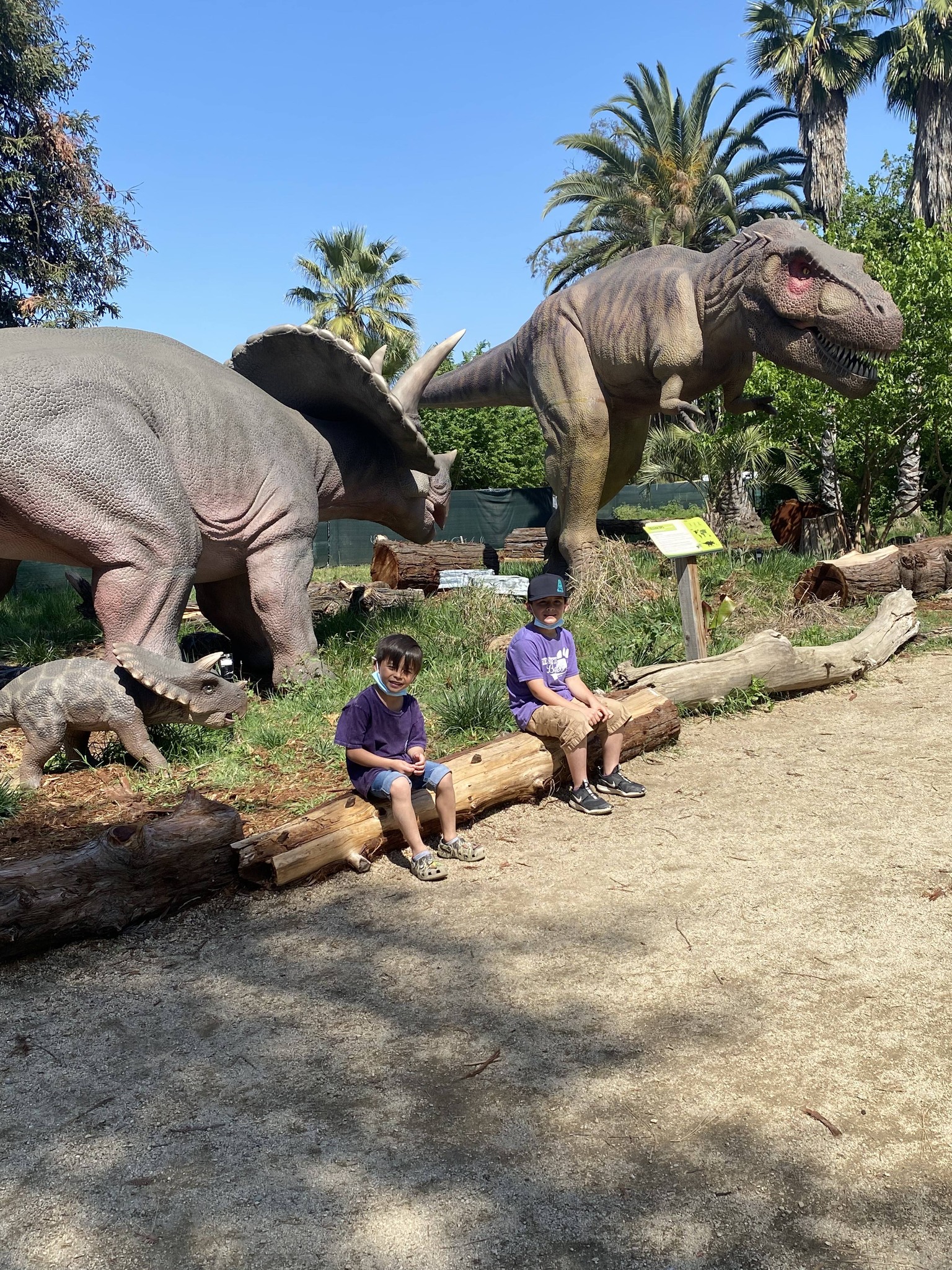 Callan and Noah Perez at a dinosaur park, from a post dated April 22, 2026 | Source: Facebook/Frank Perez