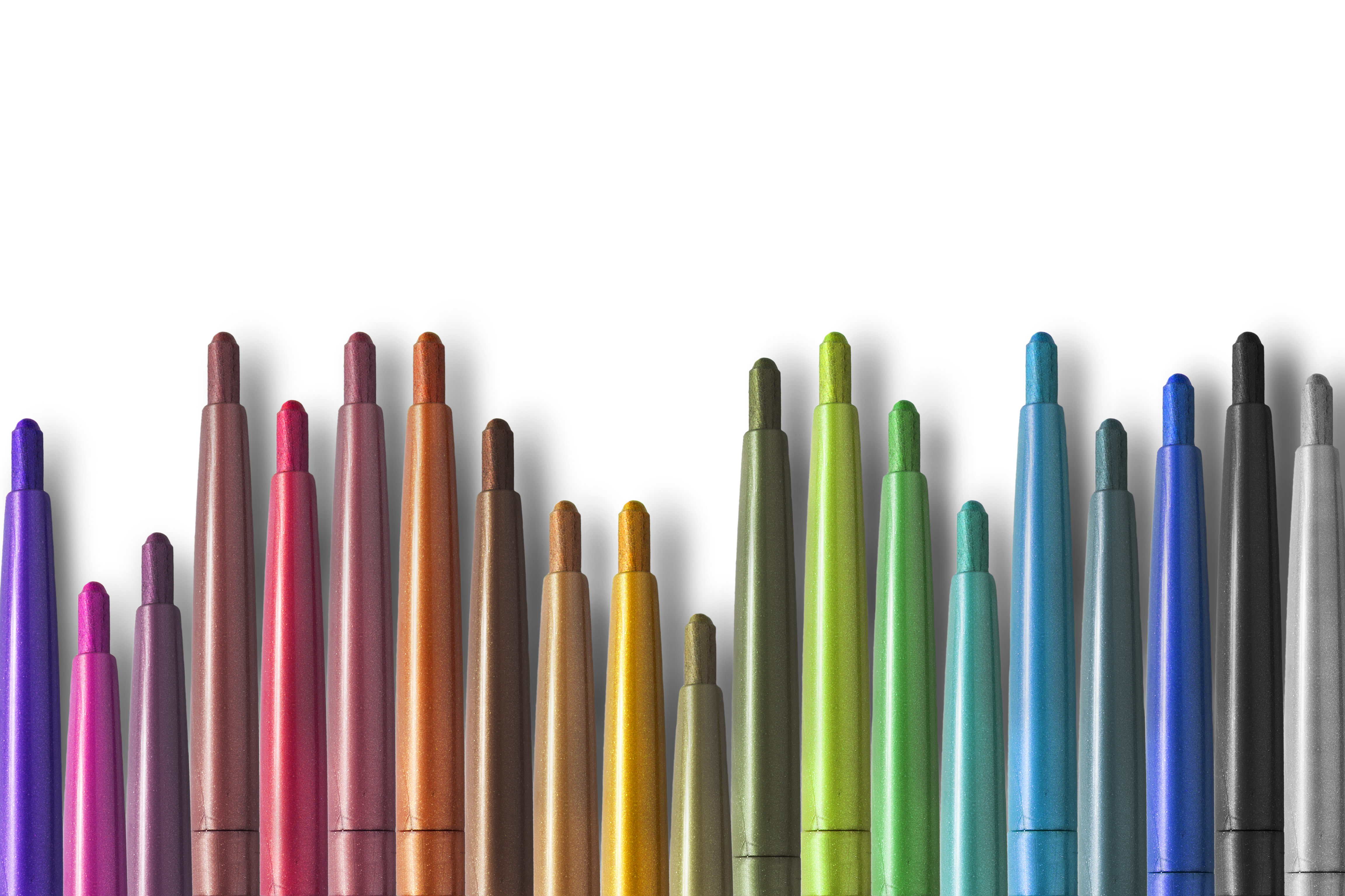 A rainbow of eyeliners. | Source: Getty Images