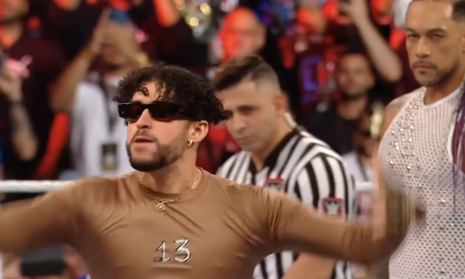 Bad Bunny enters the ring as he prepares to fight Damian Priest in a San Juan Street Fight during "WWE: Backlash 2023," from a post dated September 20, 2024. | Source: YouTube/WWE