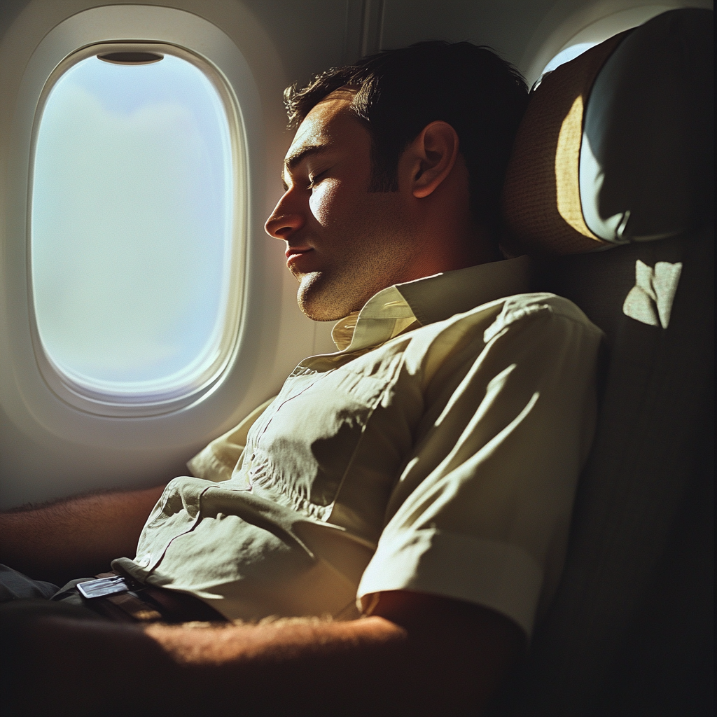 The man sleeping soundly in his seat | Source: Midjourney