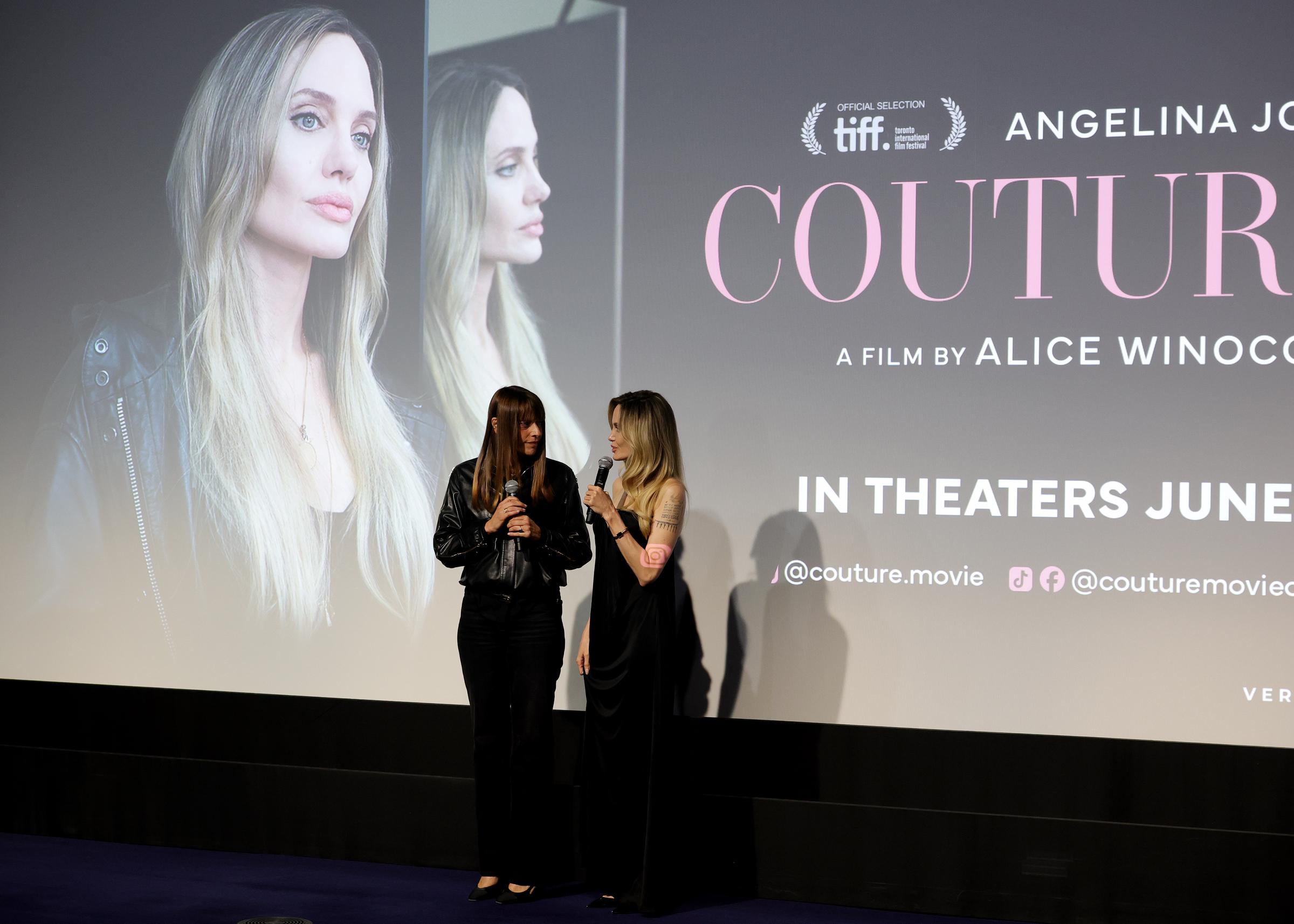 Angelina Jolie joins director Alice Winocour during a "Couture" event, the film that inspired the Oscar winner to reflect on healing, identity, and finding the strength to keep moving forward. | Source: Getty Images