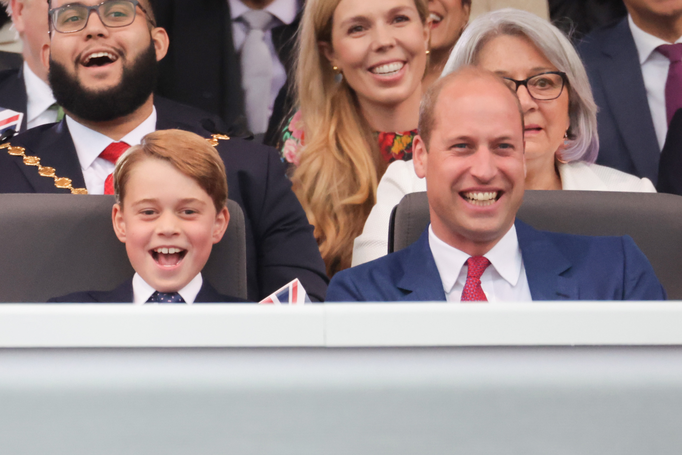 Prince George and Prince William during the Queen Elizabeth II Platinum Jubilee in London, England on June 4, 2022 | Source: Getty Images