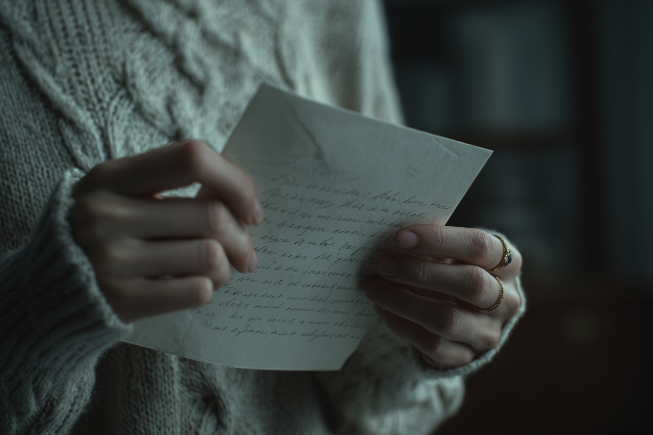 A woman holding a letter | Source: Midjourney