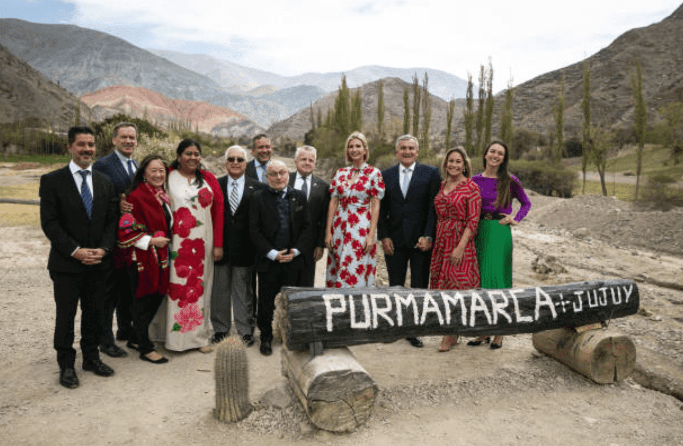 Ivanka Trump takes a group photograph below the Mountain of Seven Colors on September 5, 2019, in Purmamarca, Argentina | Source: Getty Images